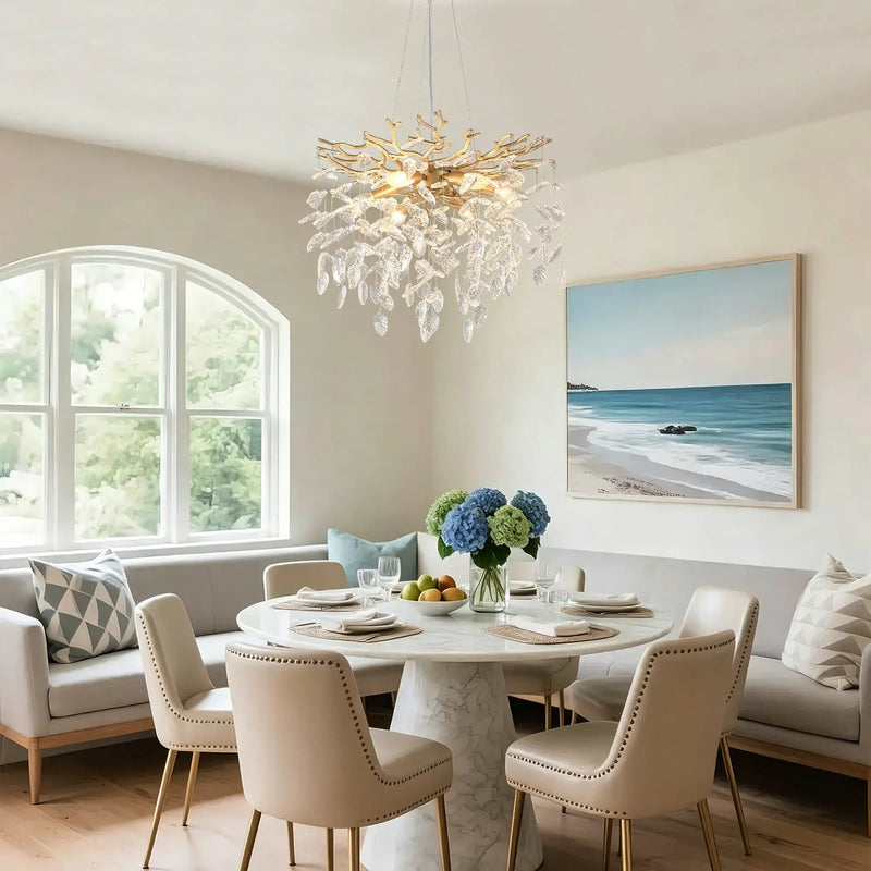 6-Light Chandelier Crystal Ceiling Lamp - Gold Finish by HouseOfZazla