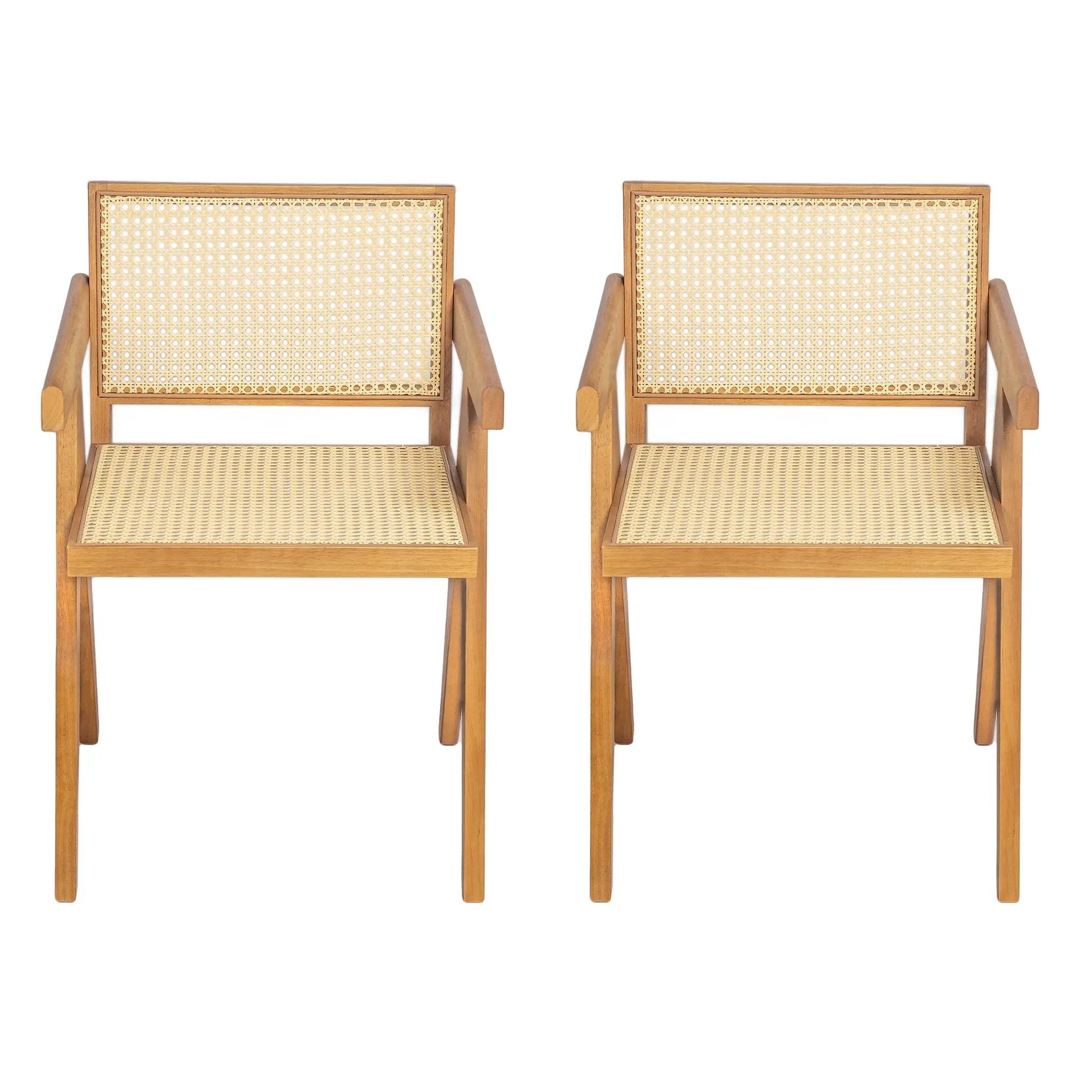 Chandigarh Arm Dining Chair With Natural Cane Design (Set of 2) by HouseOfZazla