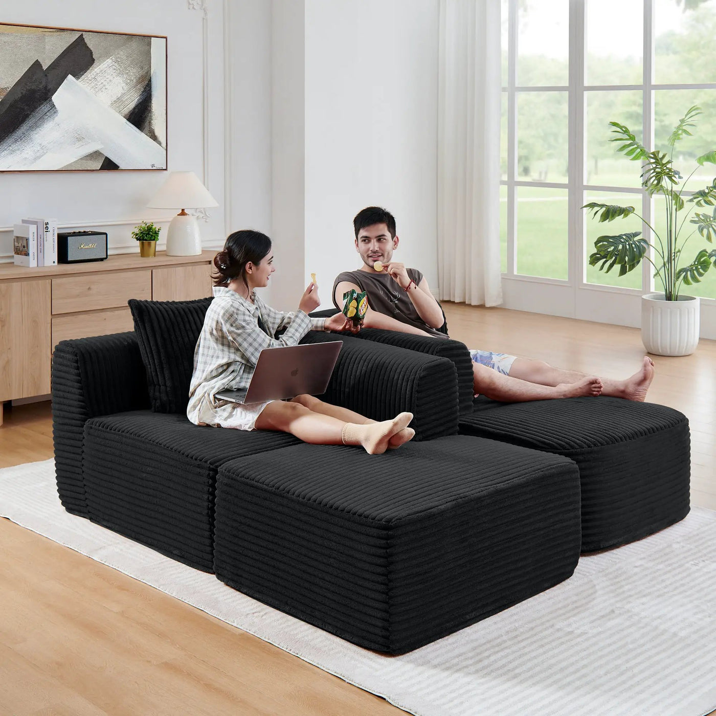 114" Cloud Sectional Couch with L-Shape Chaise by HouseOfZazla