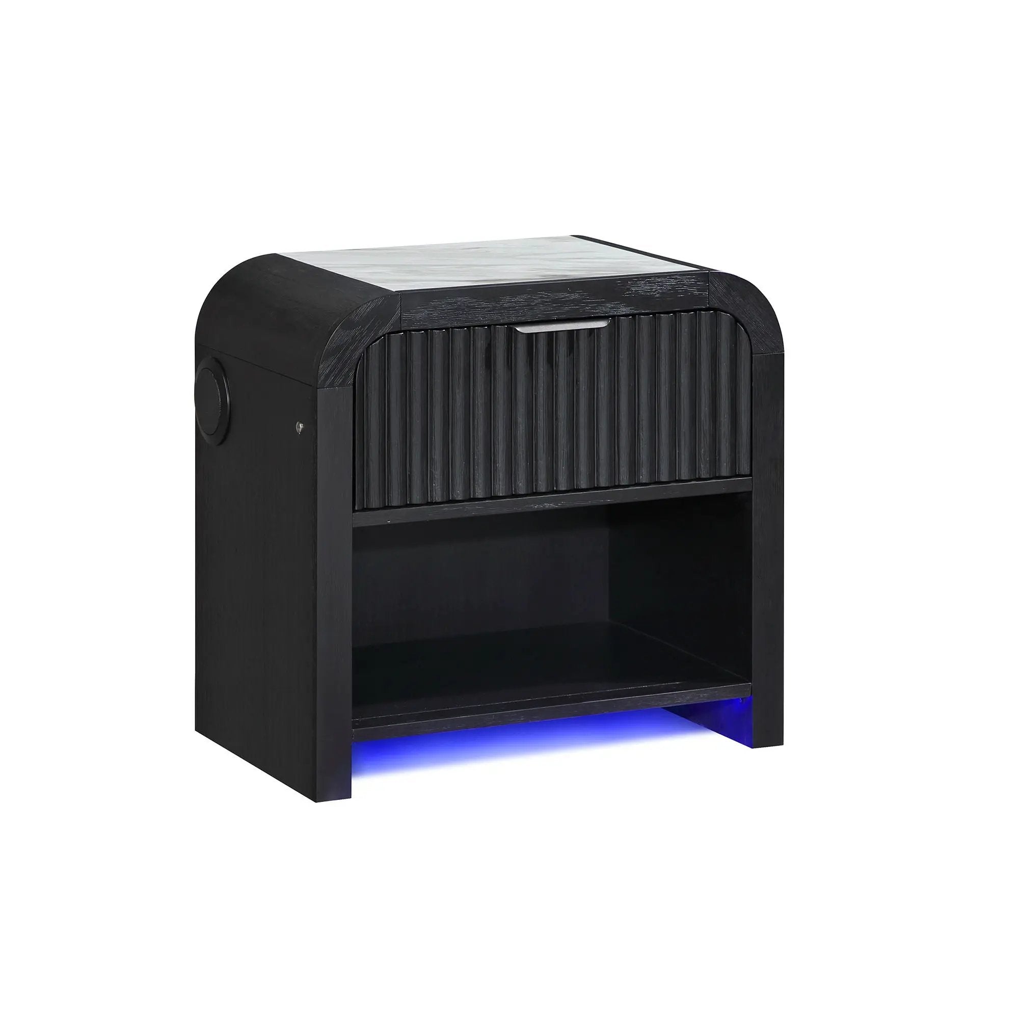 Beverly - Nightstand With Speakers, Rounded Sides - Black White by Unique Piece Furniture