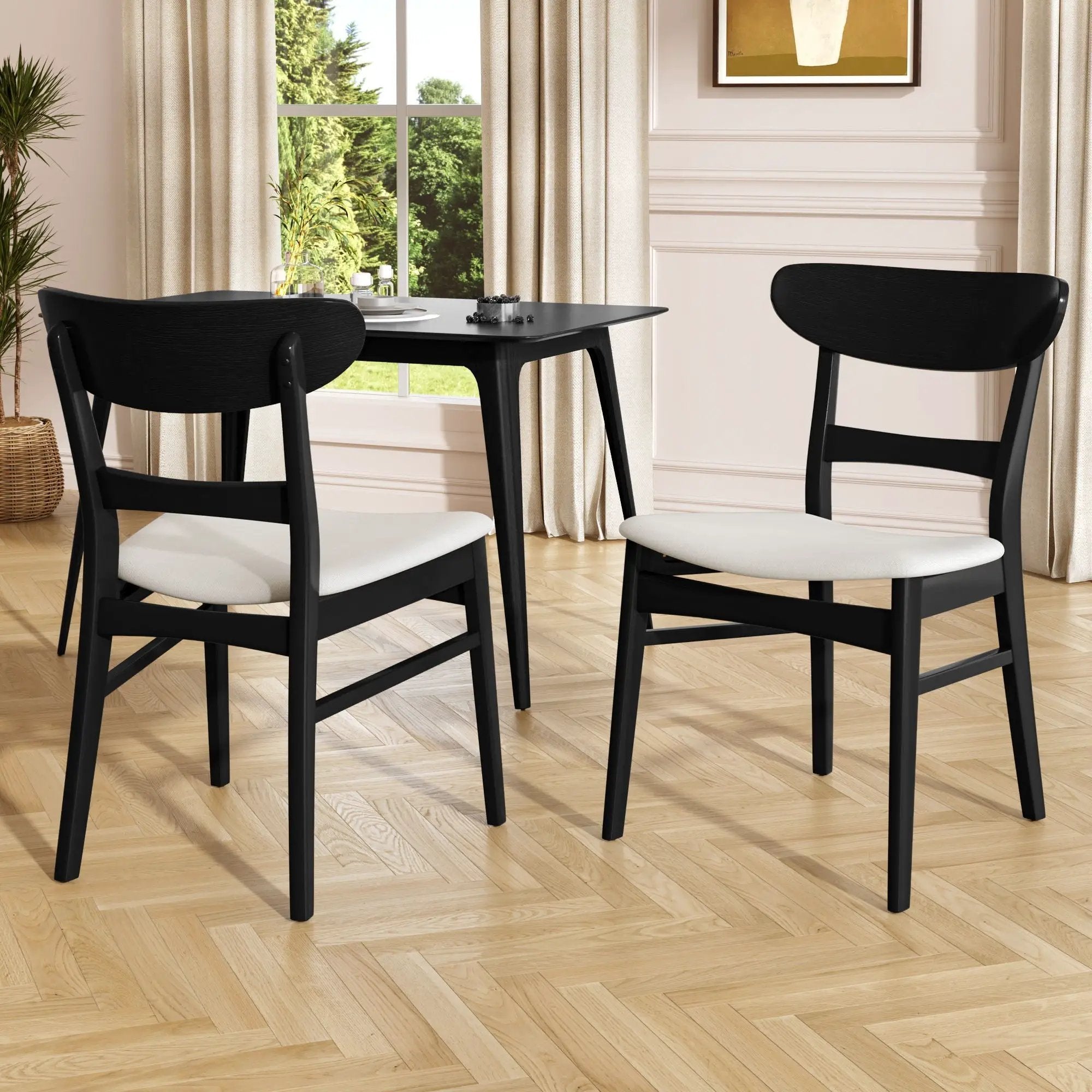 Mid Century Dining Chairs With Cushioned Seats And Wood Frame (Set of 2) by HouseOfZazla