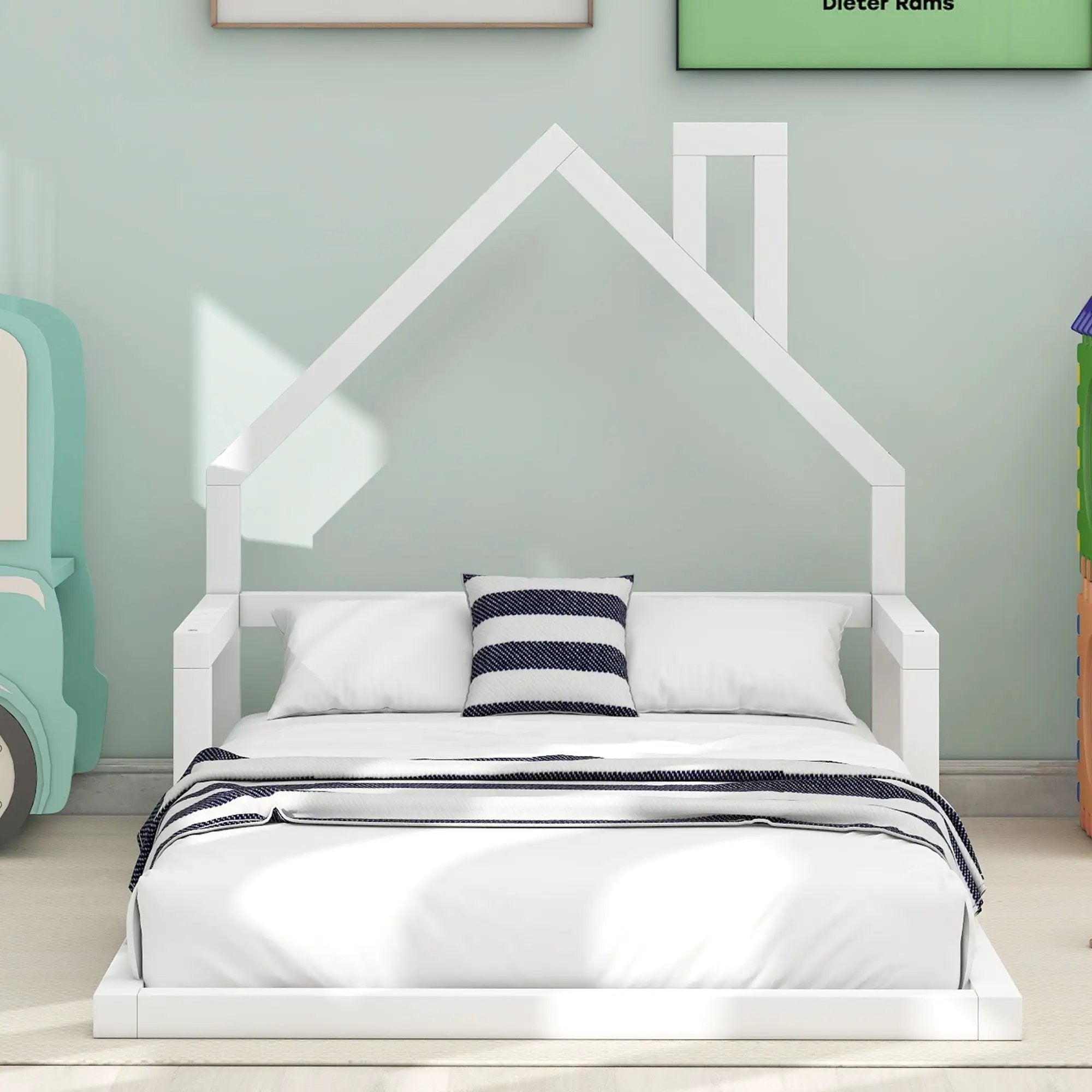 Floor Bed With House Shaped Headboard by Unique Piece Furniture