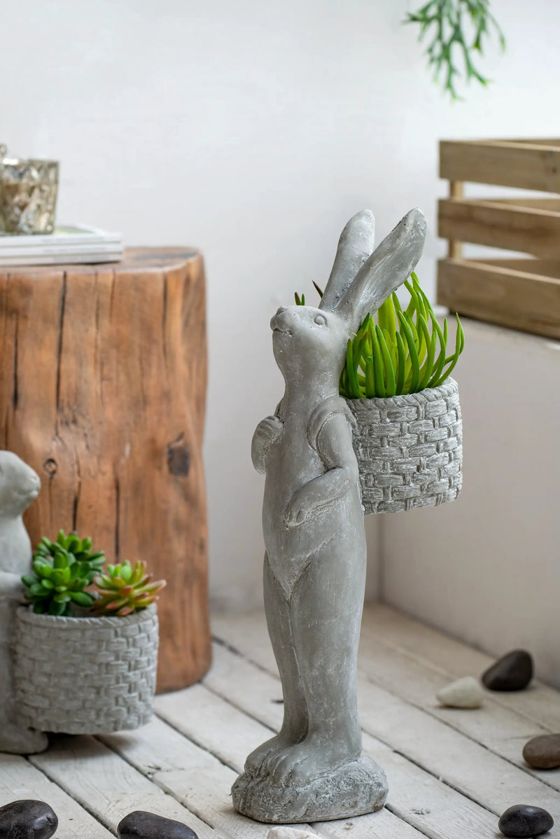 8.5x5.5x19.5" Tall Cement Rabbit Planter by HouseOfZazla