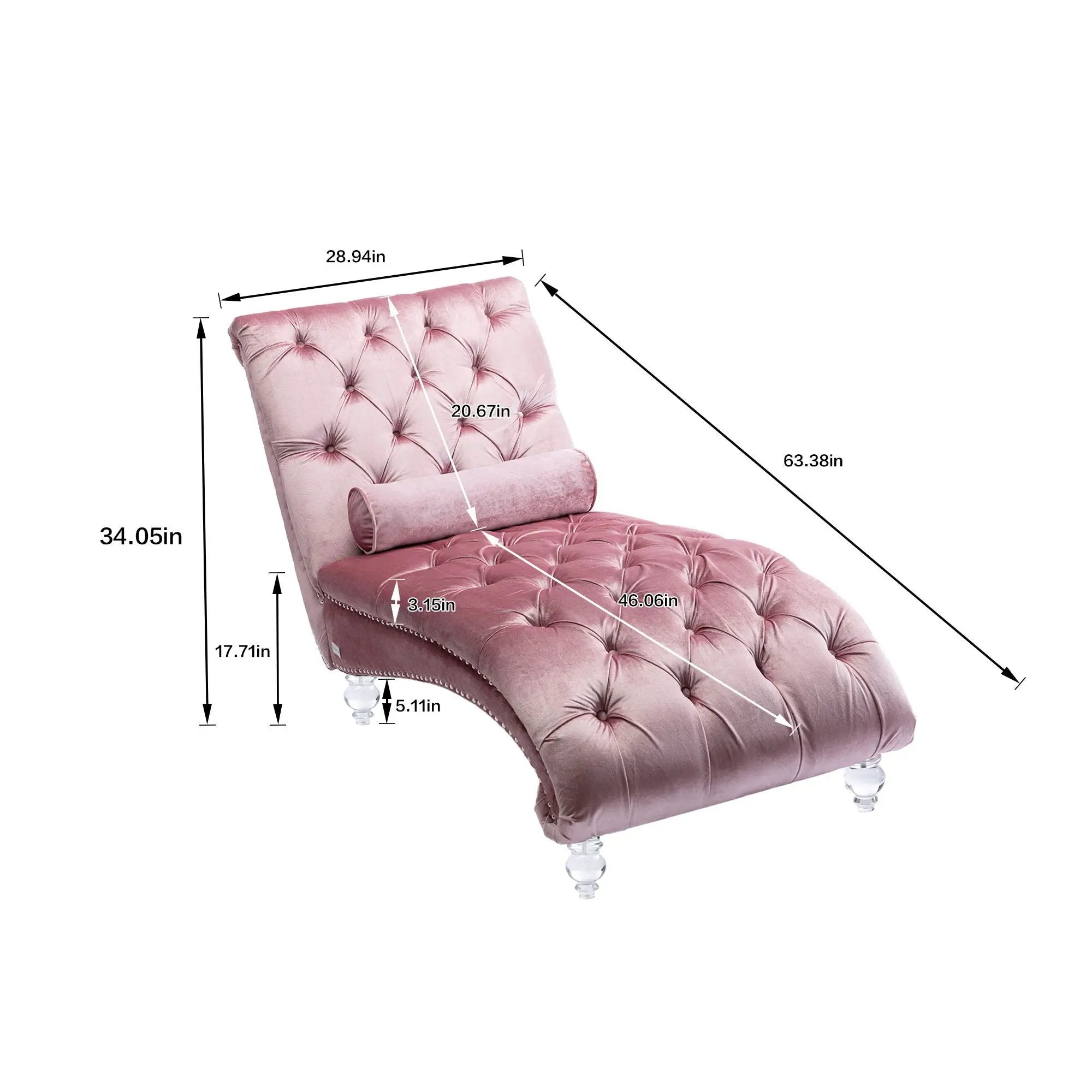 Chaise Lounge Indoor, Button Tufted Upholstered Chaise Lounge Chair With Pillow by Unique Piece Furniture