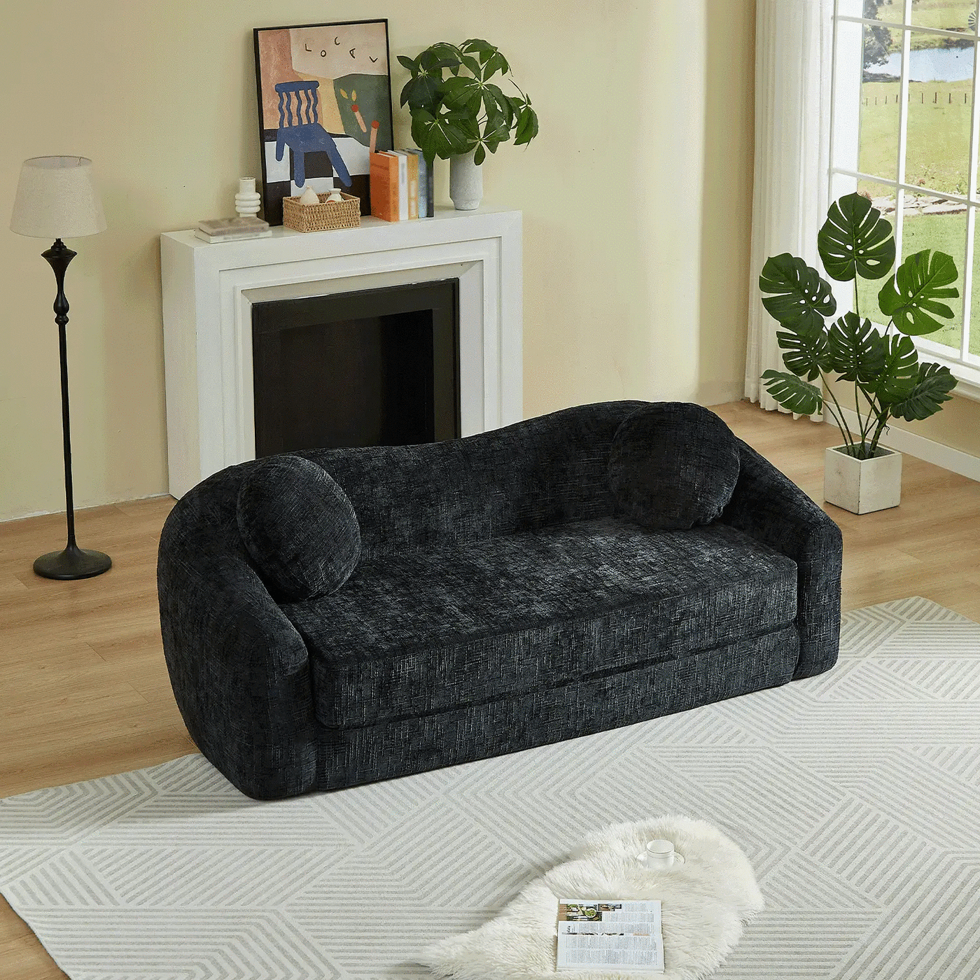 86-Inch Curved Convertible Sofa Recliner by HouseOfZazla