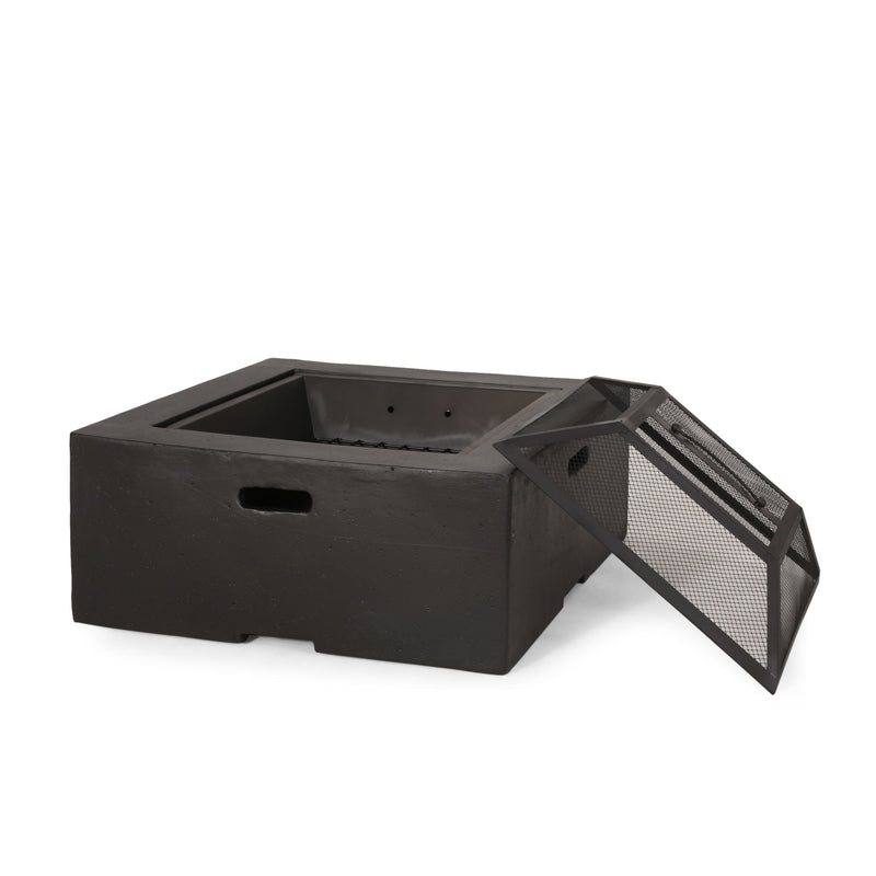Outdoor Square MGO Wood Burning Fire Pit - Dark Gray by HouseOfZazla