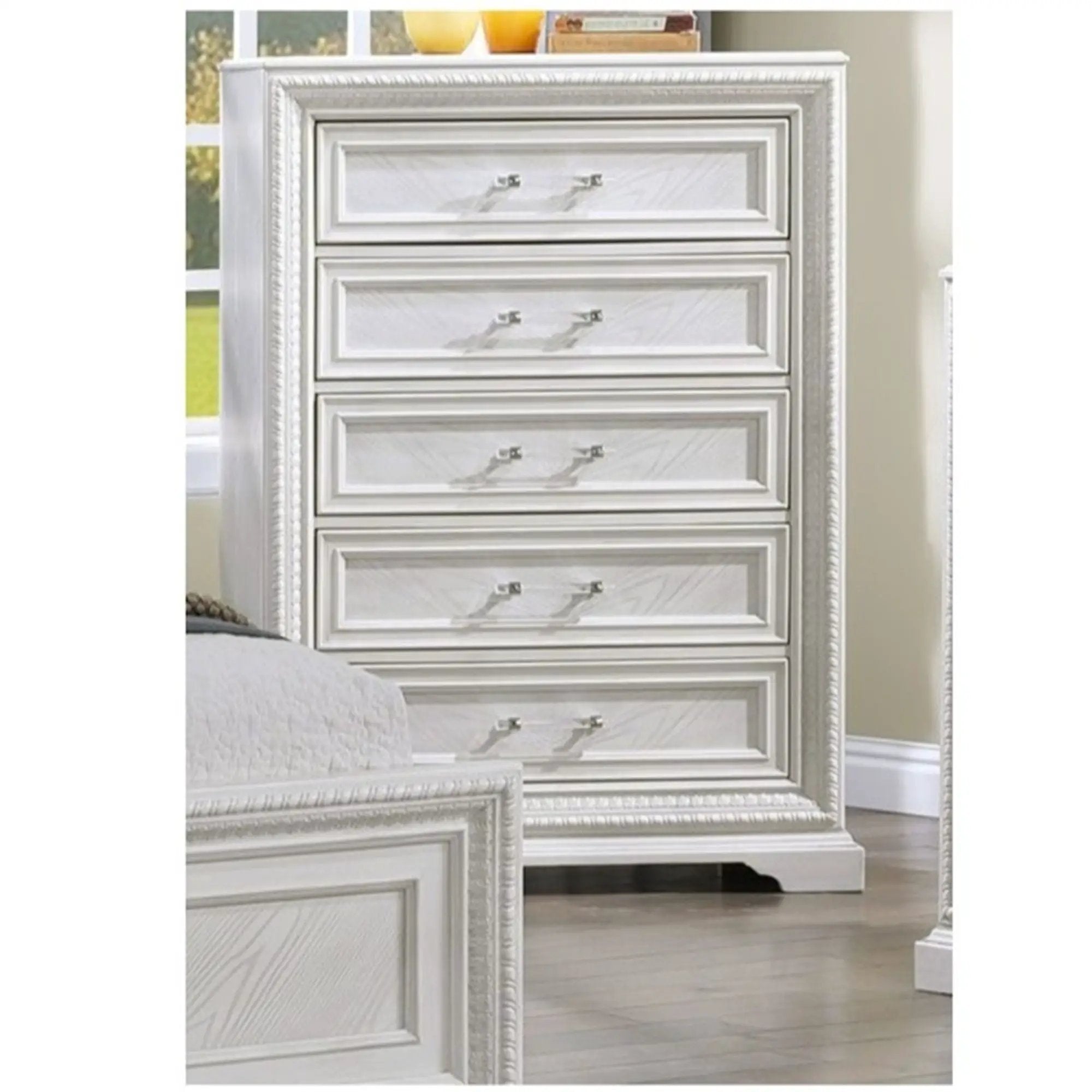 5 Drawer Tall Storage Chest - Antique White by Unique Piece Furniture