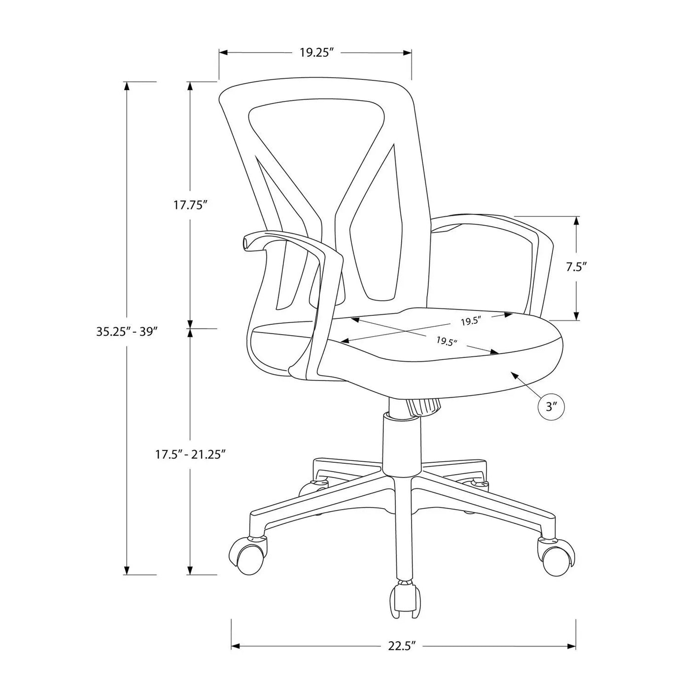 Office Chair, Adjustable Height, Swivel, Ergonomic, Mesh, Contemporary & Modern by Unique Piece Furniture