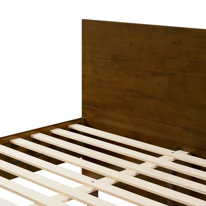 Walnut Queen Size Platform Bed Frame with Footboard Storage by HouseOfZazla