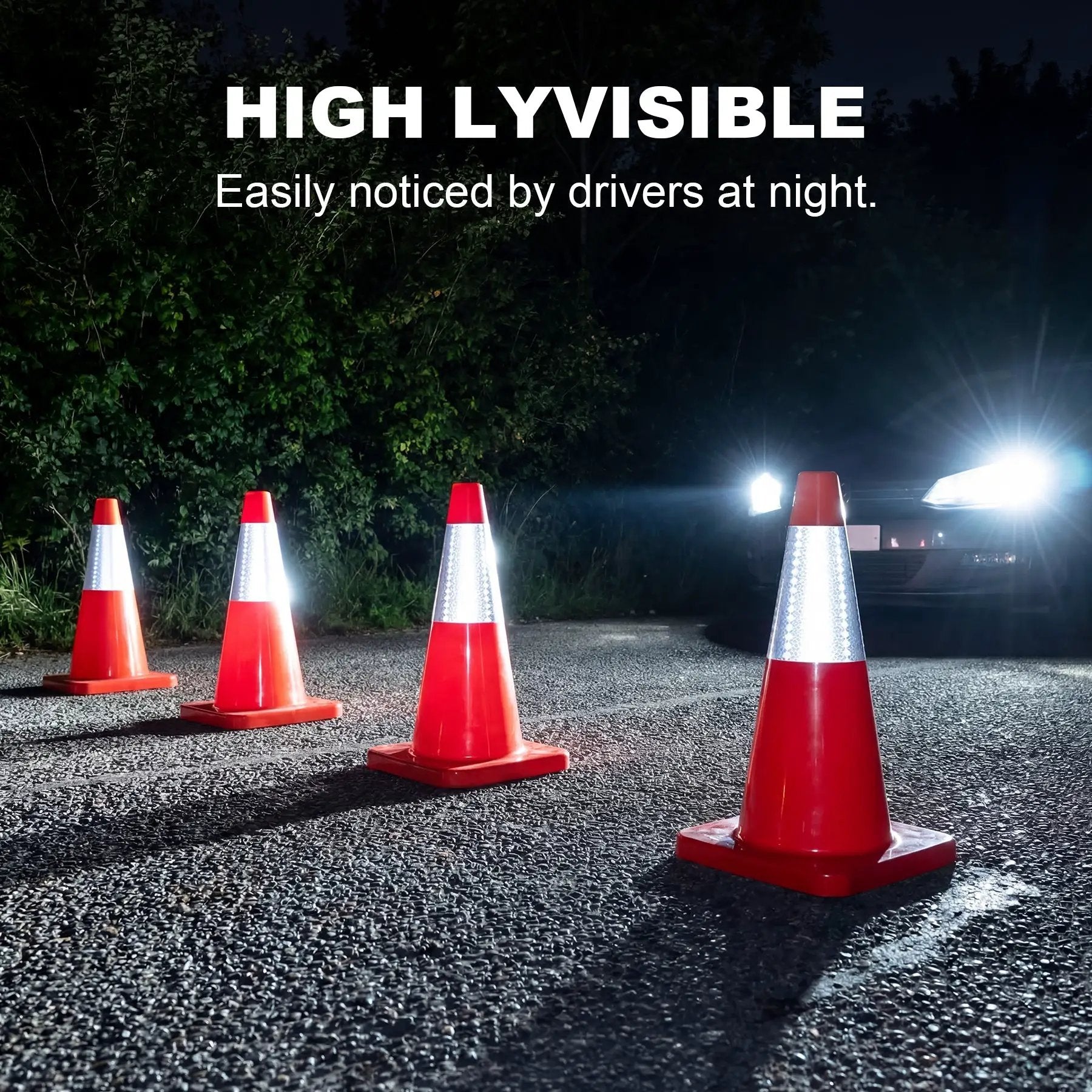 18-Inch Traffic Safety Cones, 2-Pack, PVC Road Cones with Reflective Collar by HouseOfZazla