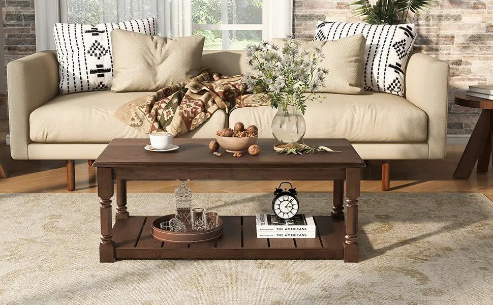 Vibe Haus Farmhouse Wooden Coffee Table by HouseOfZazla