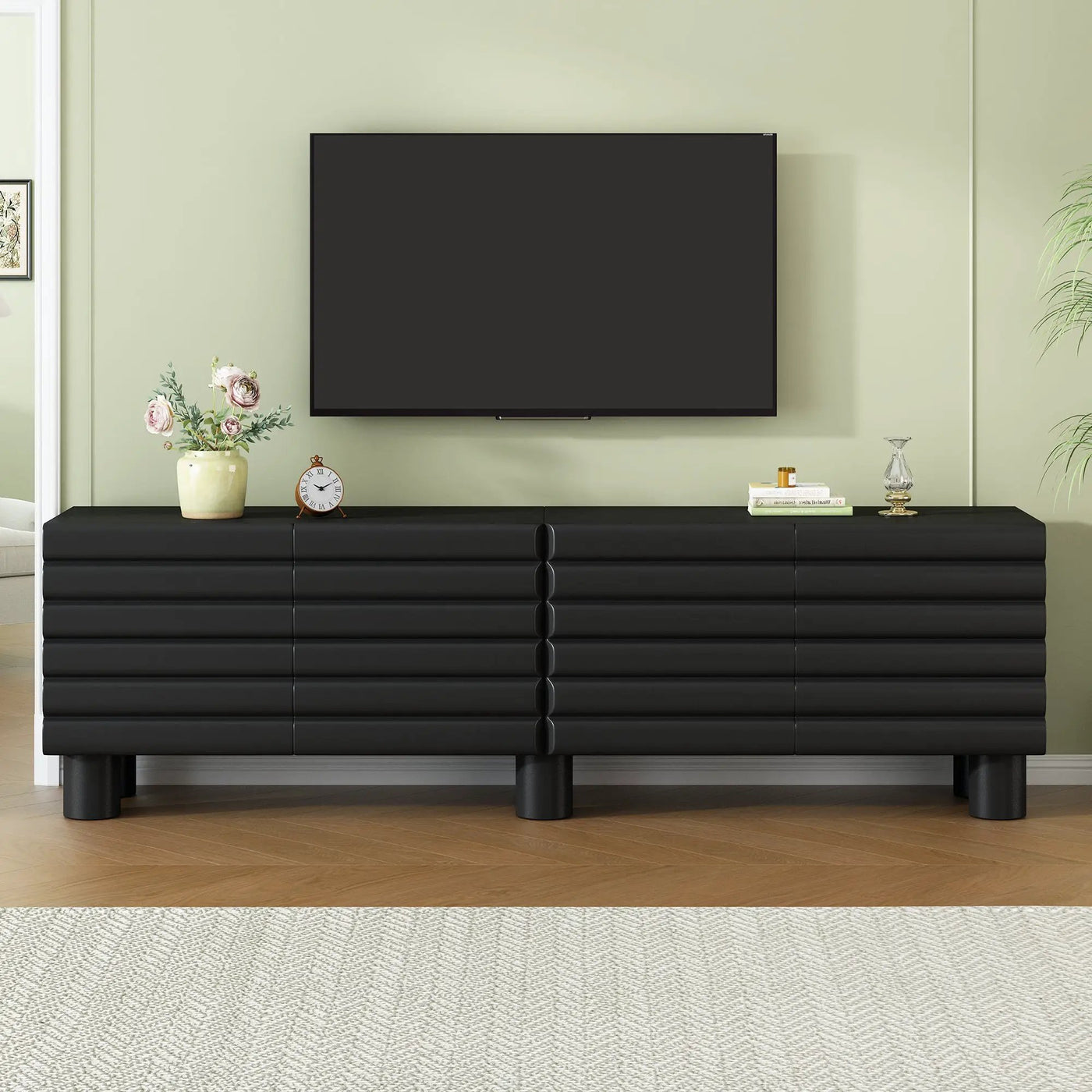 Stylish Thick Wavy Door TV Cabinet with Adjustable Shelves by HouseOfZazla