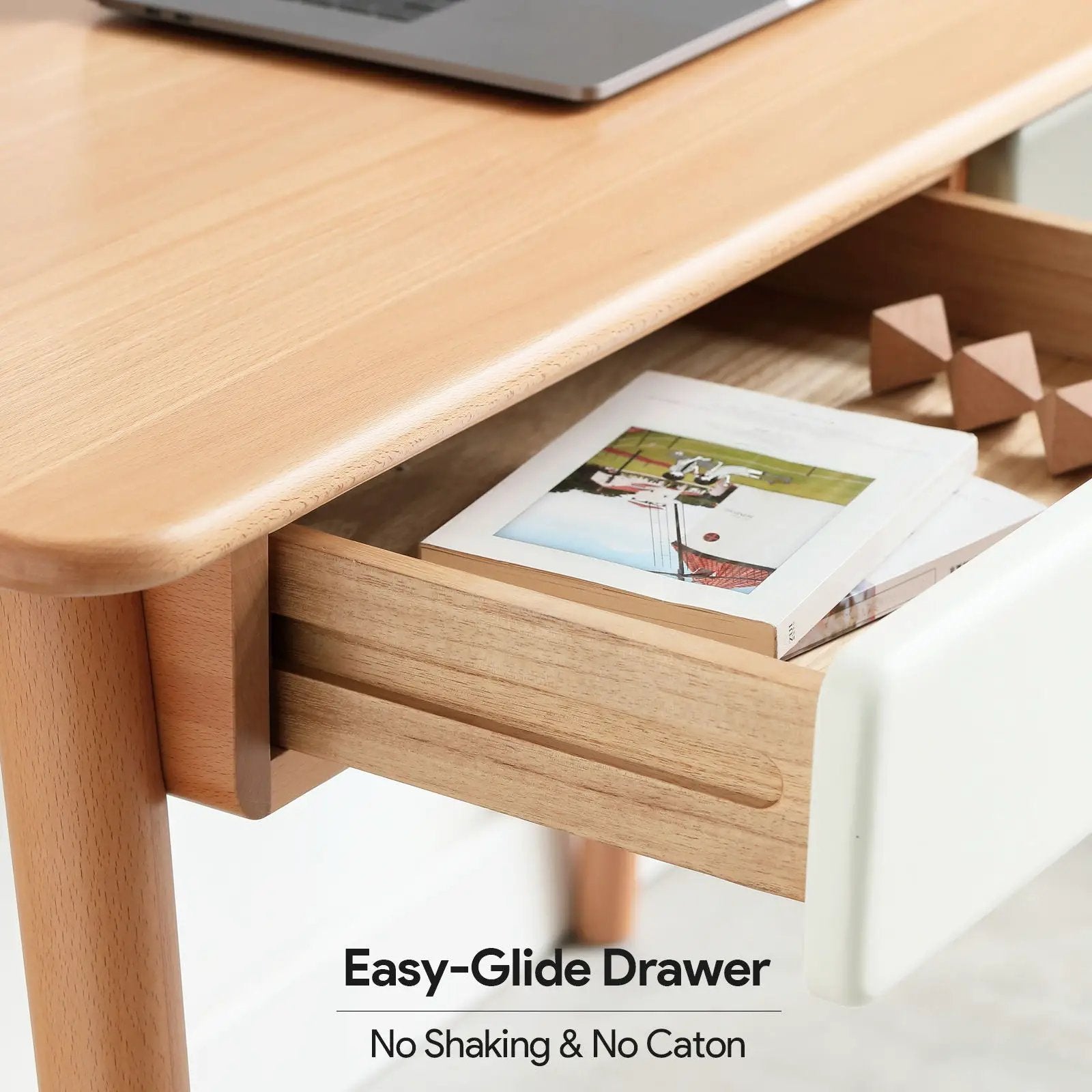 Computer Desk Large Size Office Desk With 2 Drawers, Modern Simple Style PC Table With Gap Design For Home Office - White / Gray by HouseOfZazla