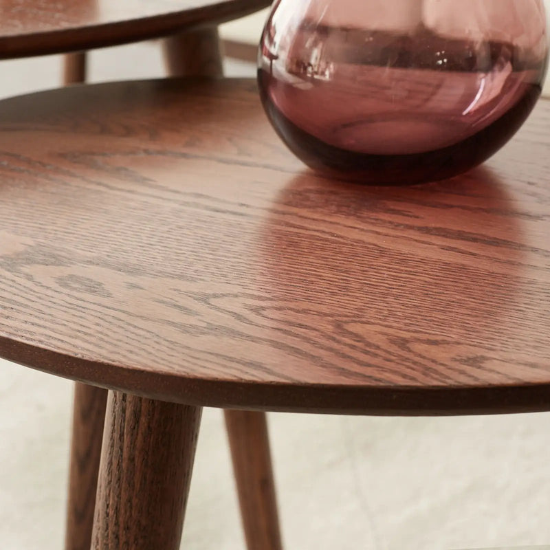 Center Table Low Table 100% Solid Oak Wood Top Plate Desk Pebble Shaped Natural Wooden Coffee Table - Walnut by Unique Piece Furniture