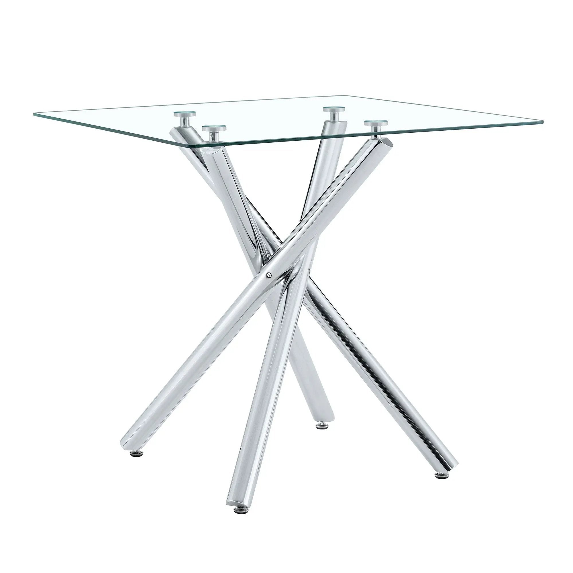 Modern Electroplated Metal Leg Bar Table with Tempered Glass Top by HouseOfZazla