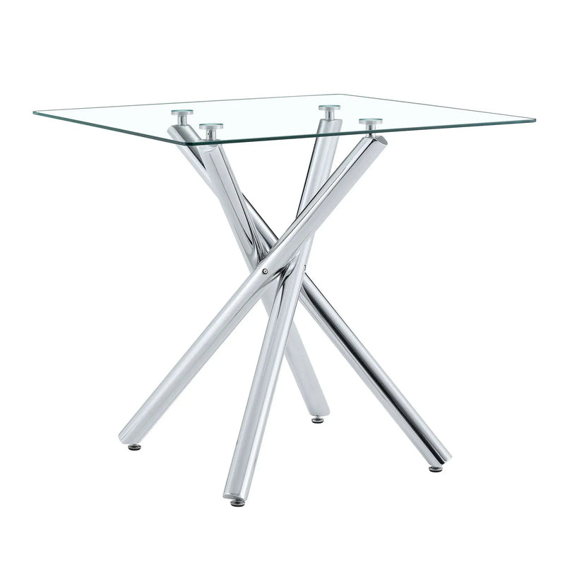 Modern Electroplated Metal Leg Bar Table with Tempered Glass Top by HouseOfZazla