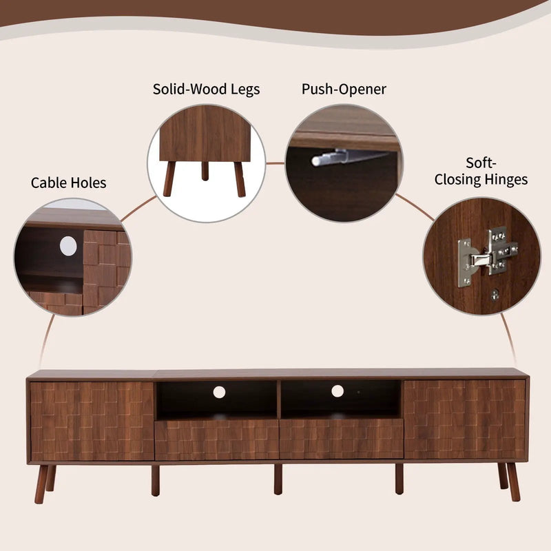 TV Stand With Drawers And Cable Management - Walnut by Unique Piece Furniture