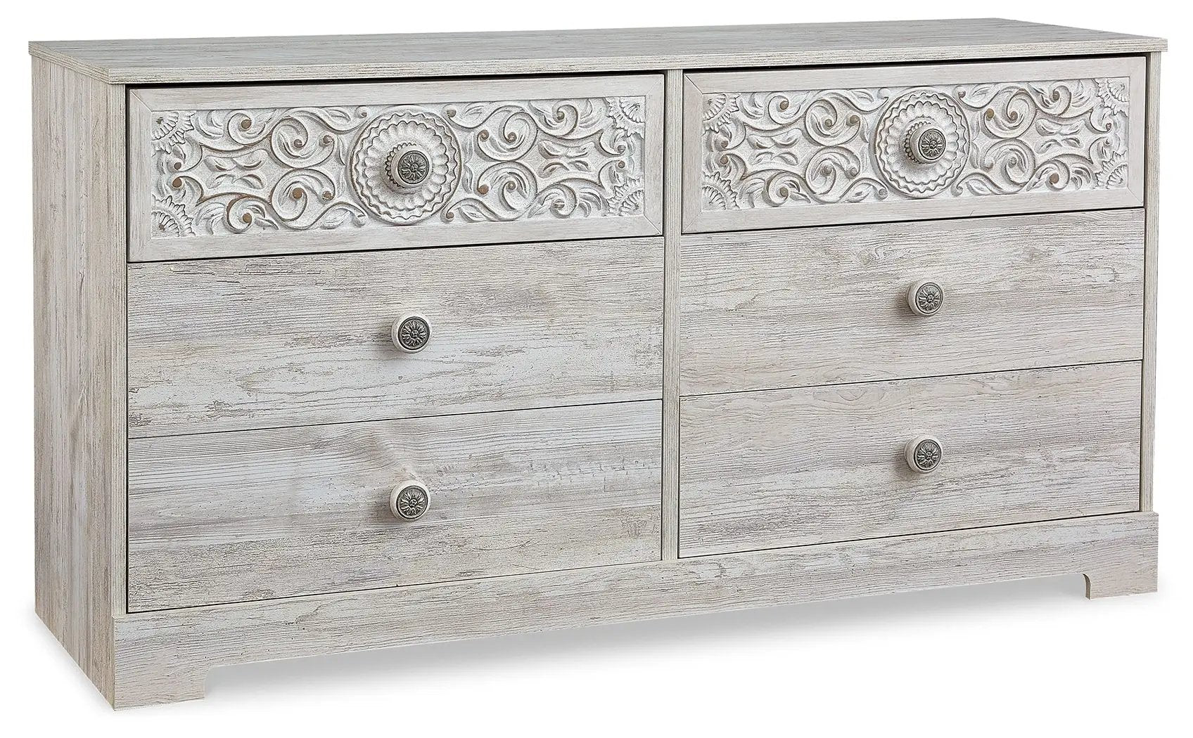 Paxberry - Six Drawer Dresser - Weatherworn - Whitewash by Unique Piece Furniture