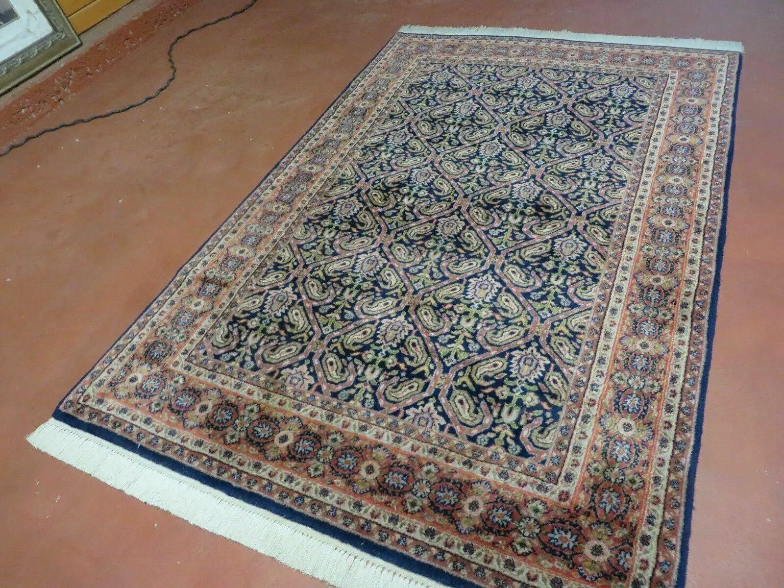 4' X 6' Vintage Fine Handmade India Floral Oriental Wool Rug Carpet Blue Red by Jewel Rugs