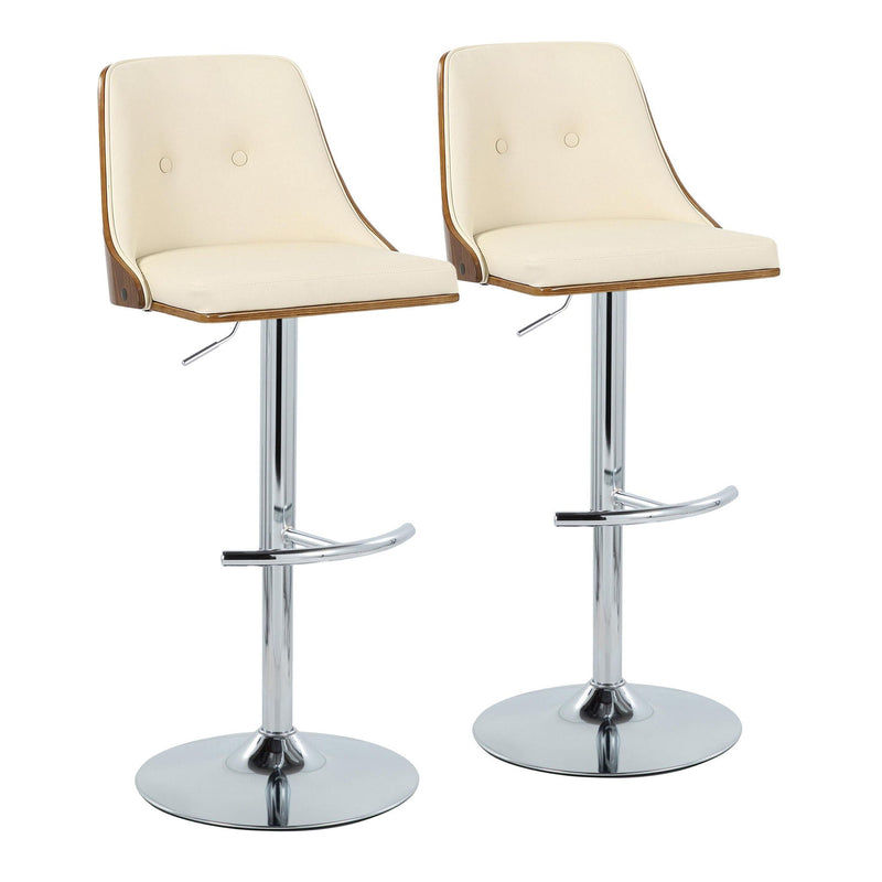 Gianna - Mid Century Modern Adjustable Barstool With Swivel With Rounded T Footrest (Set of 2) by Unique Piece Furniture