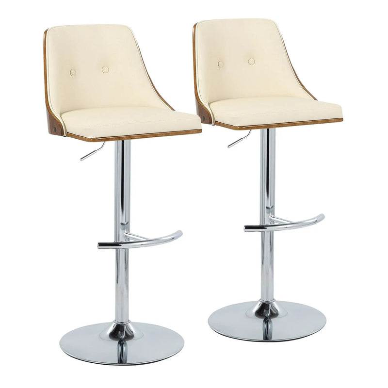 Gianna - Mid Century Modern Adjustable Barstool With Swivel With Rounded T Footrest (Set of 2) by HouseOfZazla
