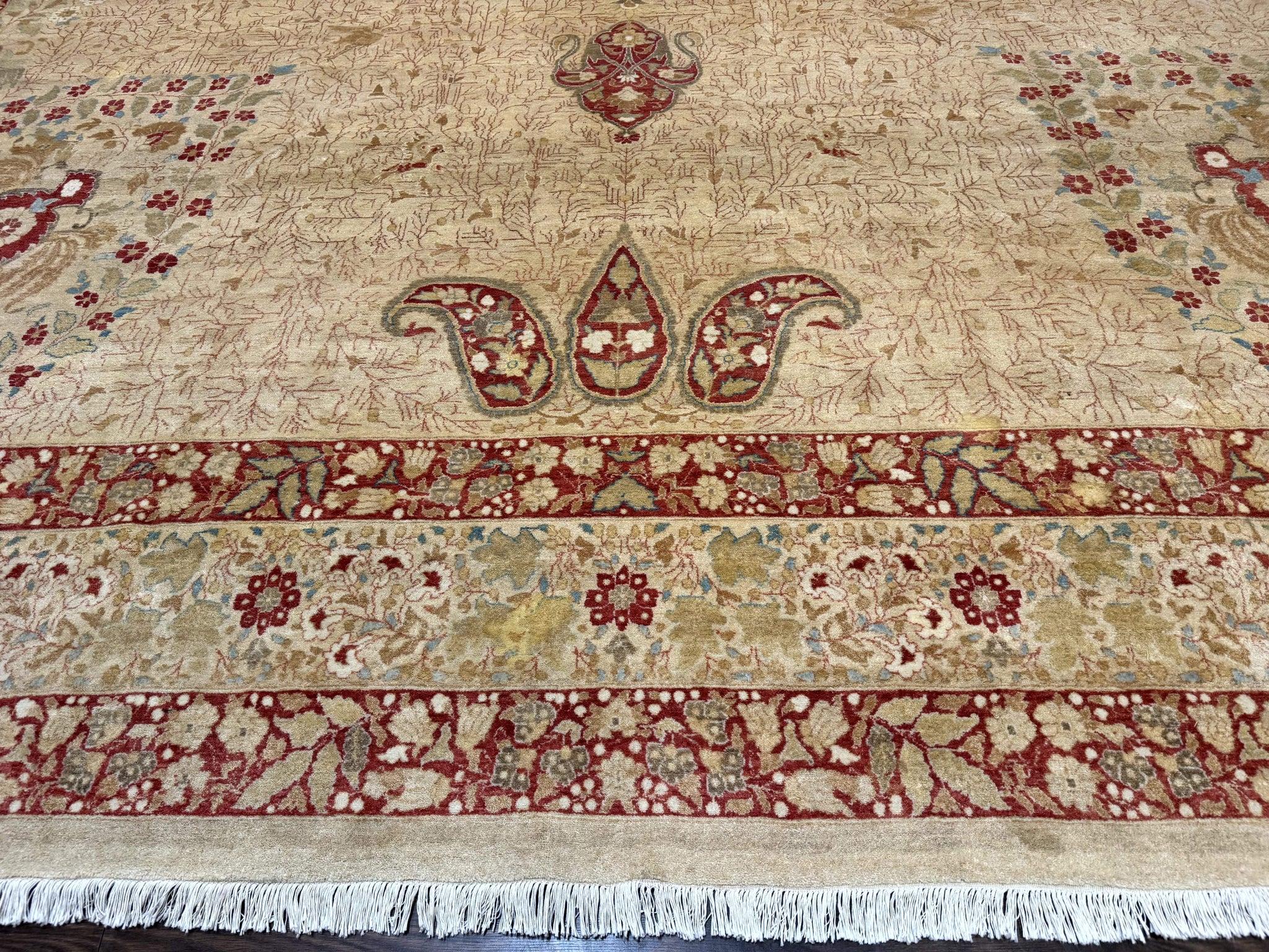 Palace Size Pak Persian Rug 13x17, Haji Jalili Design, Beige and Rust, Wool Hand Knotted, Fine 260 KPSI by Jewel Rugs