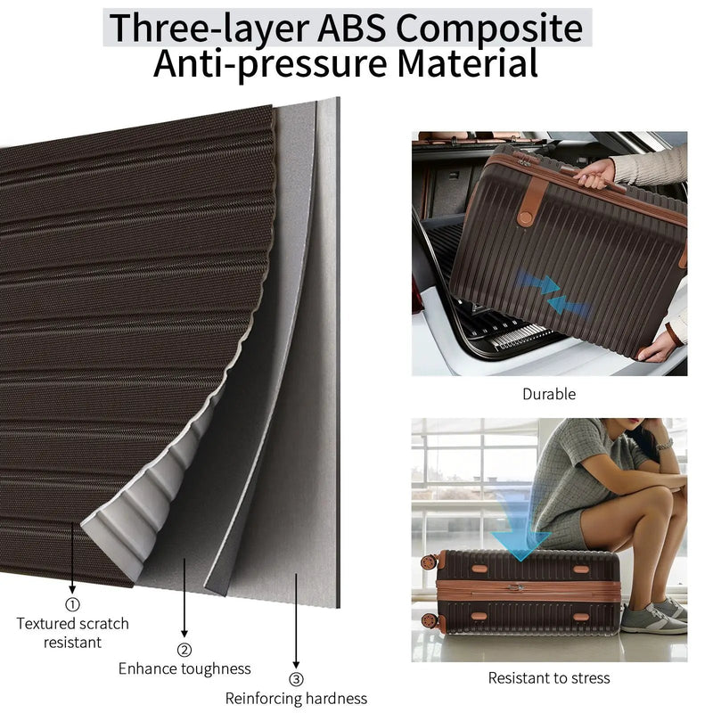 4 Piece Luggage Set Suitcase Set, Abs Hard Shell Lightweight Expandable Travel Luggage With 4 Packing Cubes, Tsa Lock, Spinner Wheels (16 / 20 / 24 / 28) - Coffee by HouseOfZazla