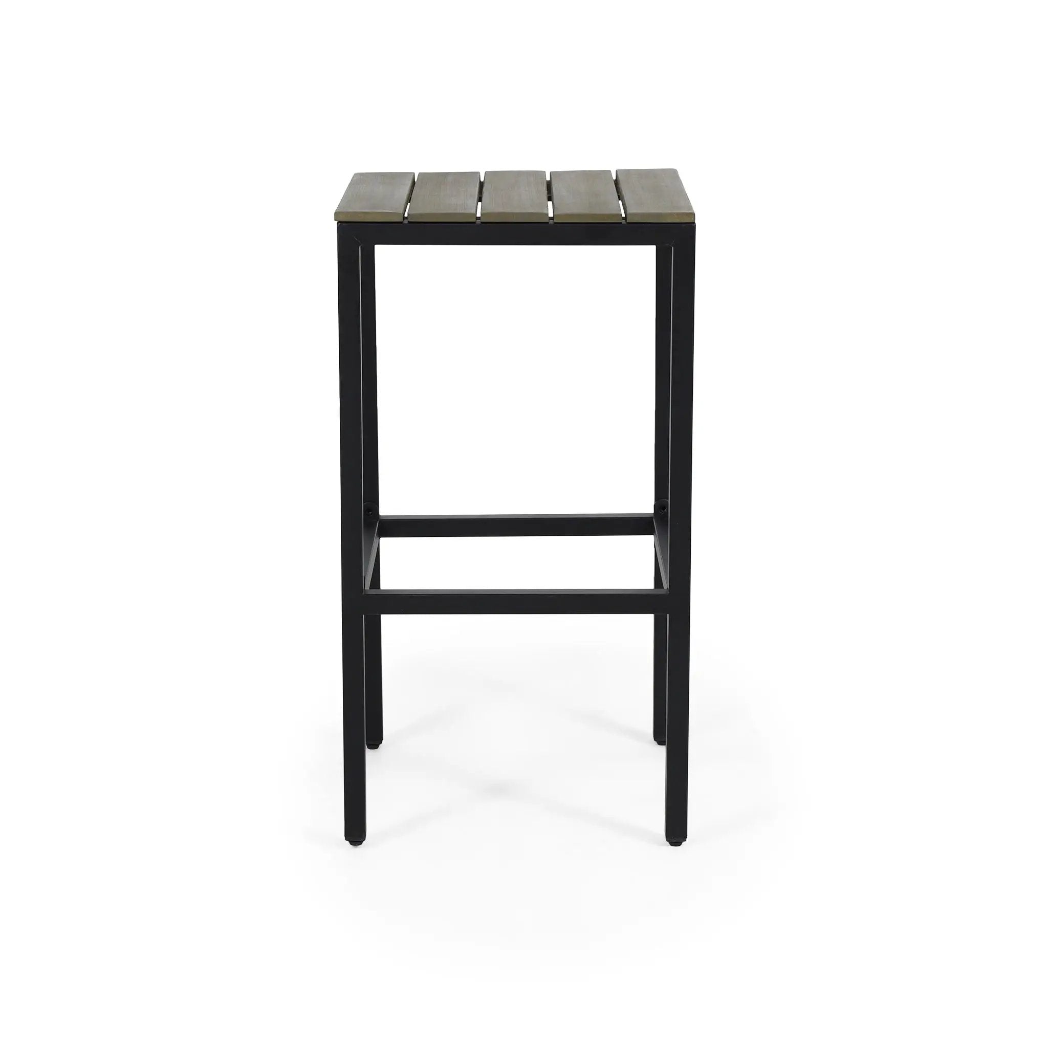 Outdoor Bar Stool With Slat Design And Metal Frame (Set of 2) by HouseOfZazla