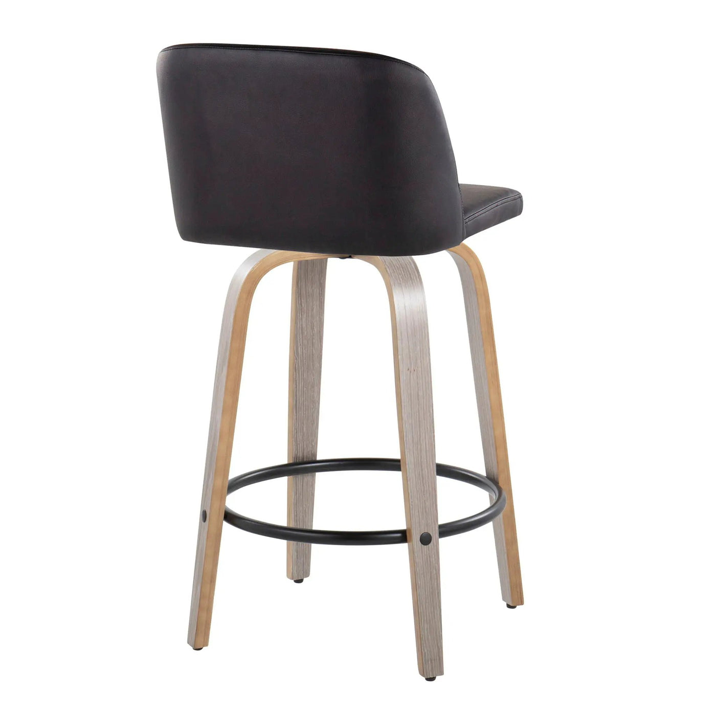 Toriano - Contemporary Fixed Height Counter Stool With Swivel & Round Footrest (Set of 2) by HouseOfZazla