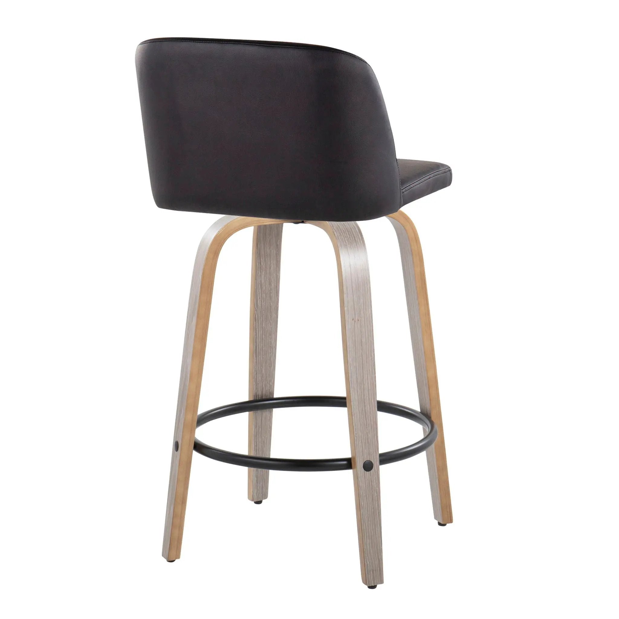 Toriano - Contemporary Fixed Height Counter Stool With Swivel & Round Footrest (Set of 2) by HouseOfZazla
