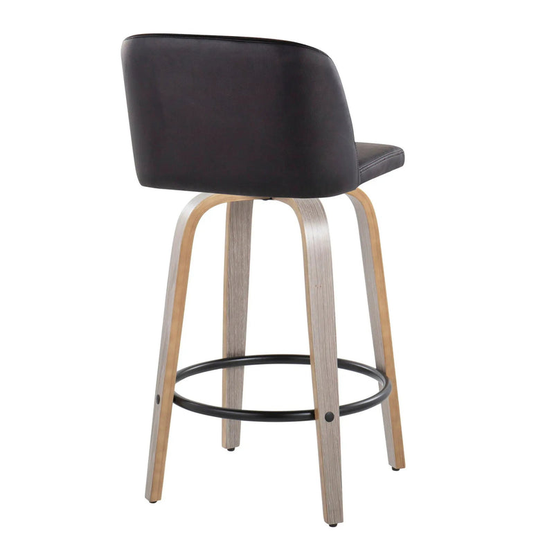 Toriano - Contemporary Fixed Height Counter Stool With Swivel & Round Footrest (Set of 2) by HouseOfZazla