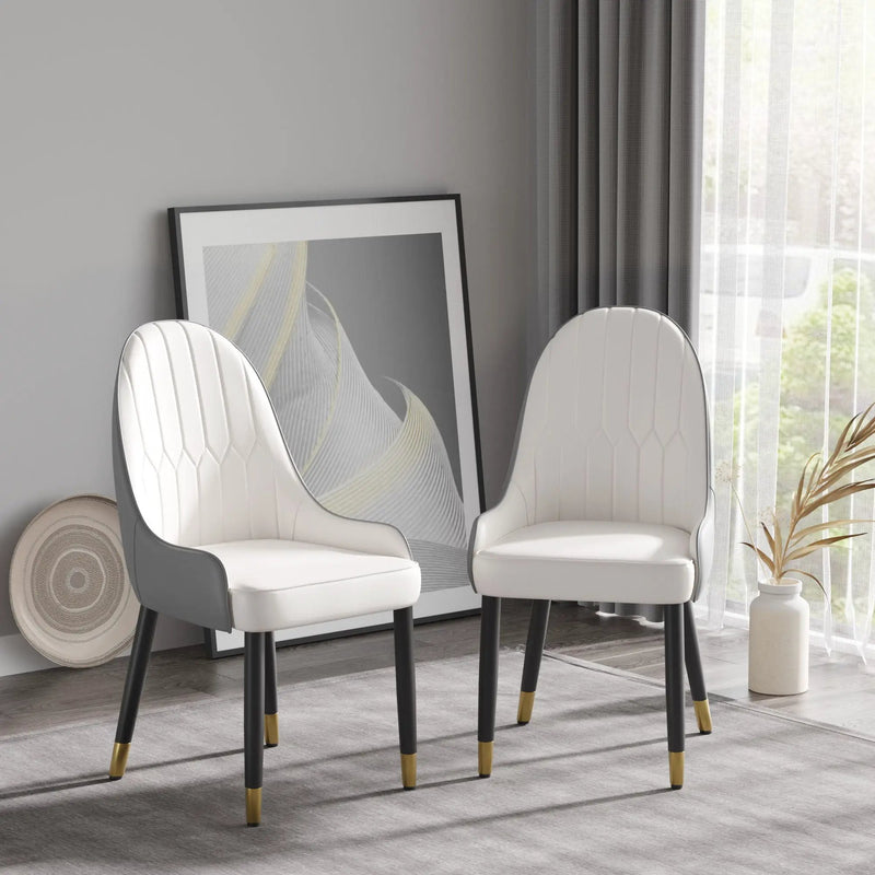 Modern Sponge-Filled Dining Chair, Solid Wood Metal Legs, Suitable For Restaurants, Living Rooms And Rooms (Set of 2) by Unique Piece Furniture
