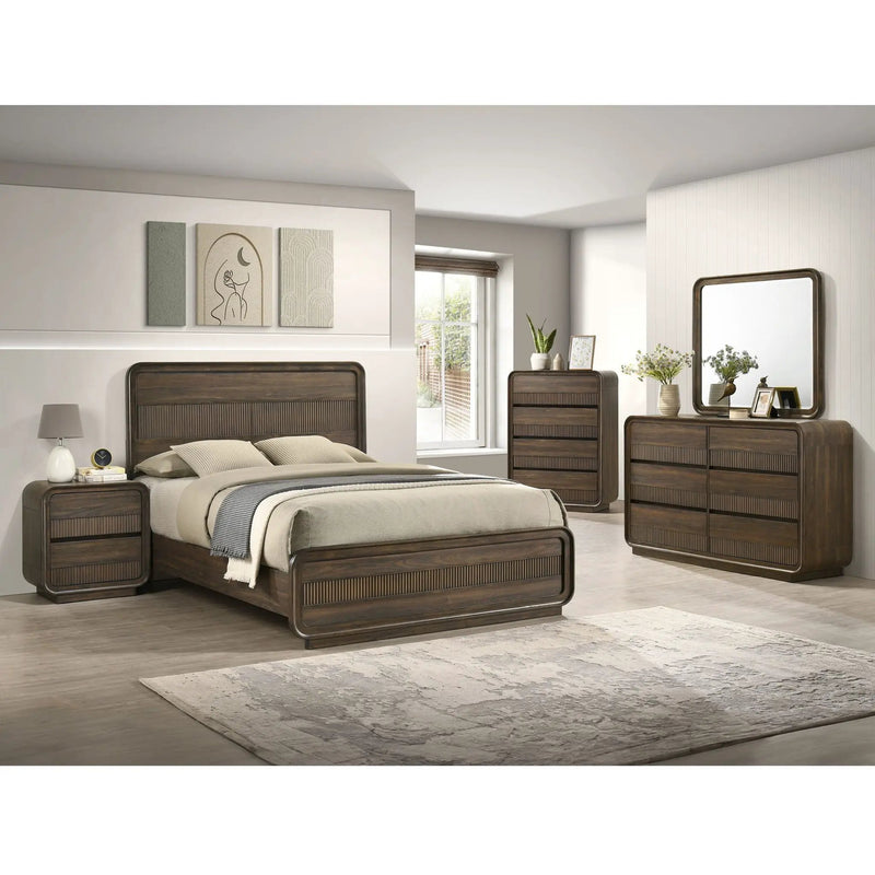 Flair Rounded Edges 1 Piece Chest, 5 Drawer Storage Bedroom Furniture - Brown by Unique Piece Furniture