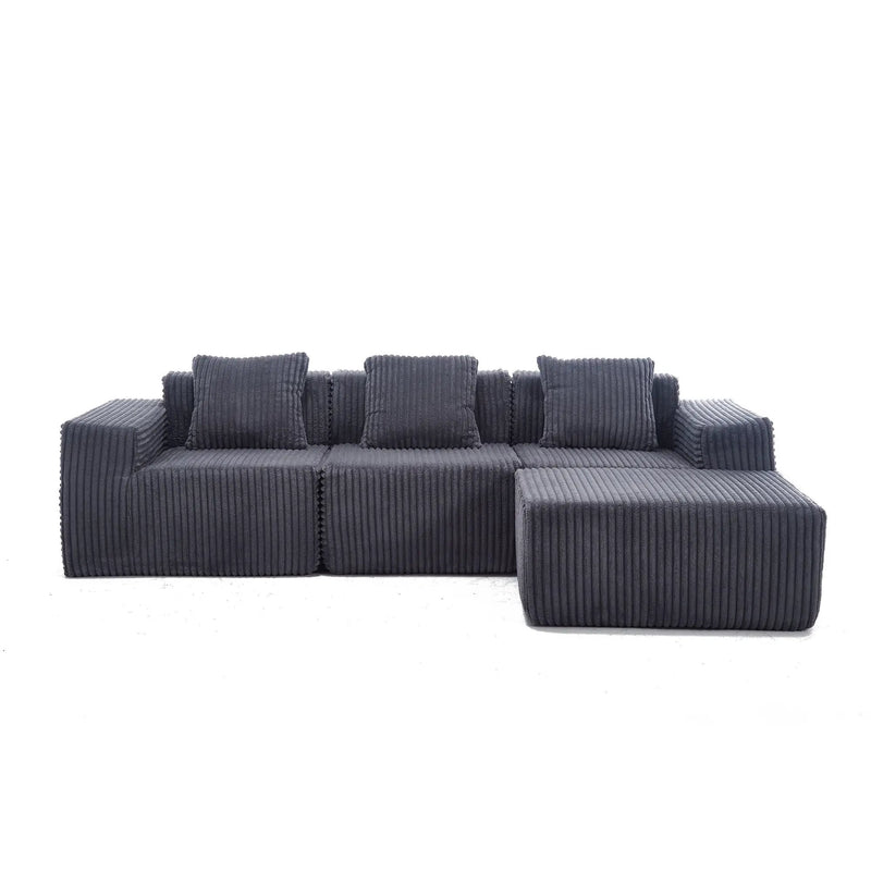 L - Shape Modern Minimalist Modular Sectional Sofa, Upholstered Cloud Couch With Deep Seats by Unique Piece Furniture