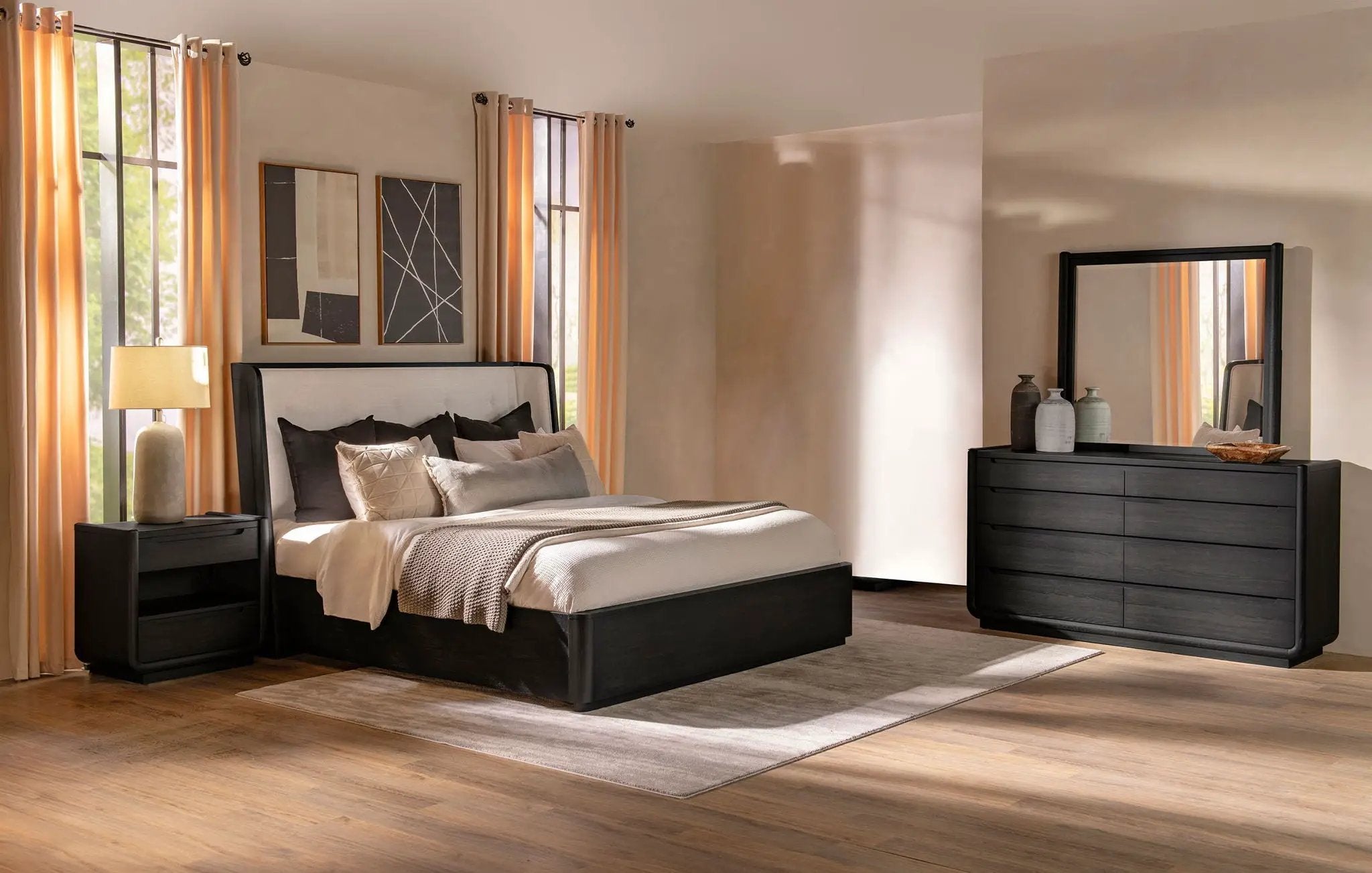 Leandro 4-piece Eastern King Bedroom Set Burnished Black by Unique Piece Furniture