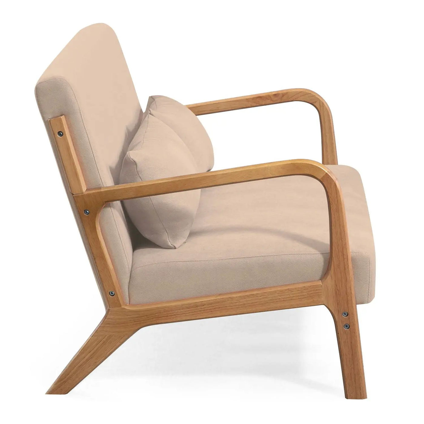 Leisure Chair With Solid Wood Armrest And Feet, Mid-Century Modern Accent Sofa, 2 Seat by Unique Piece Furniture