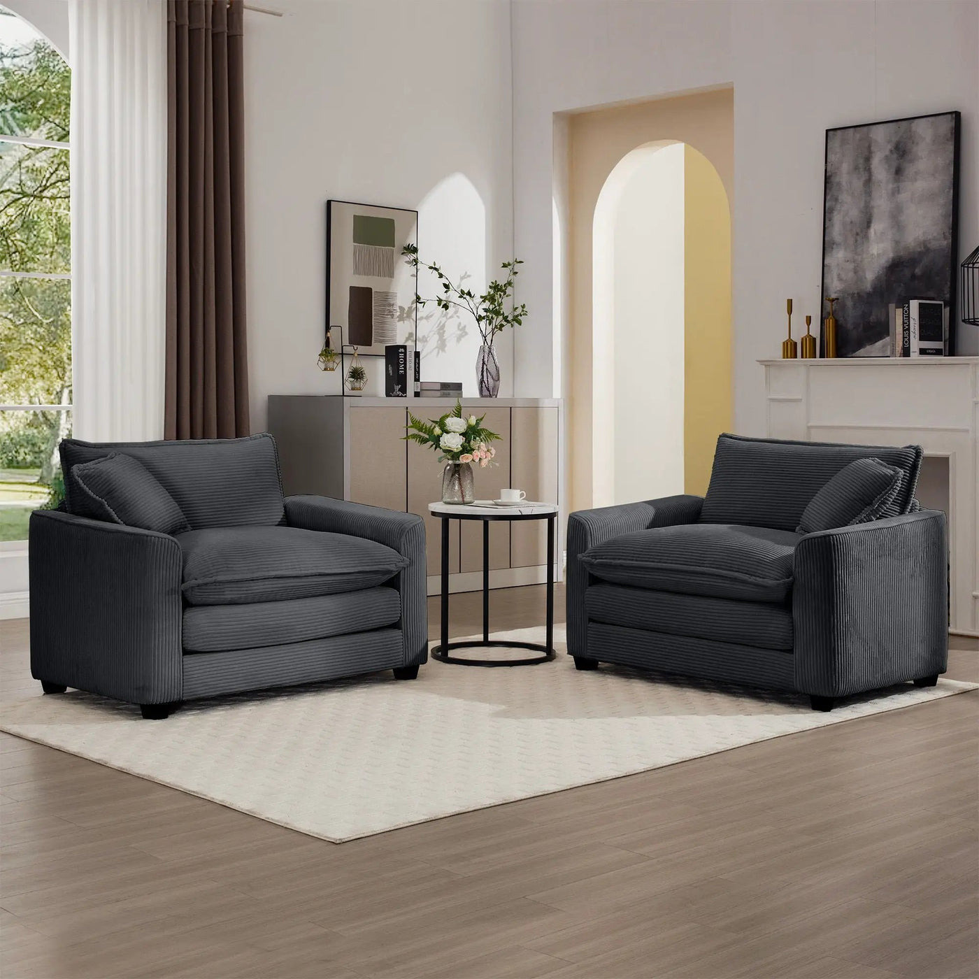 Modern Classic Fabric Single Chair Deep Seat Sofa With Pillow by HouseOfZazla