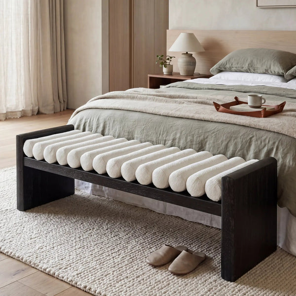 62.8" Modern Chenille Upholstered Bench