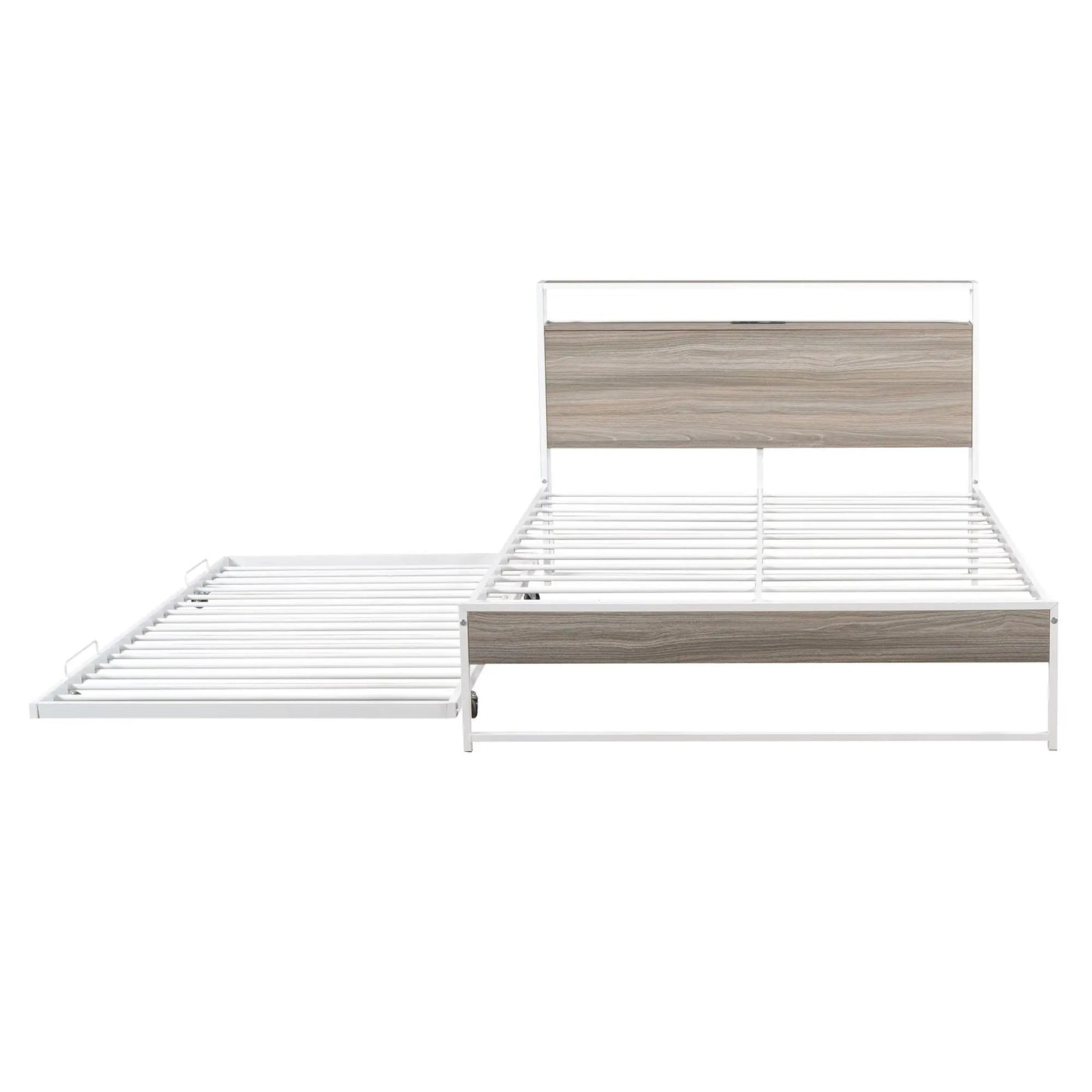Platform Bed Frame With Trundle, USB Ports And Slat Support, No Box Spring Needed by Unique Piece Furniture