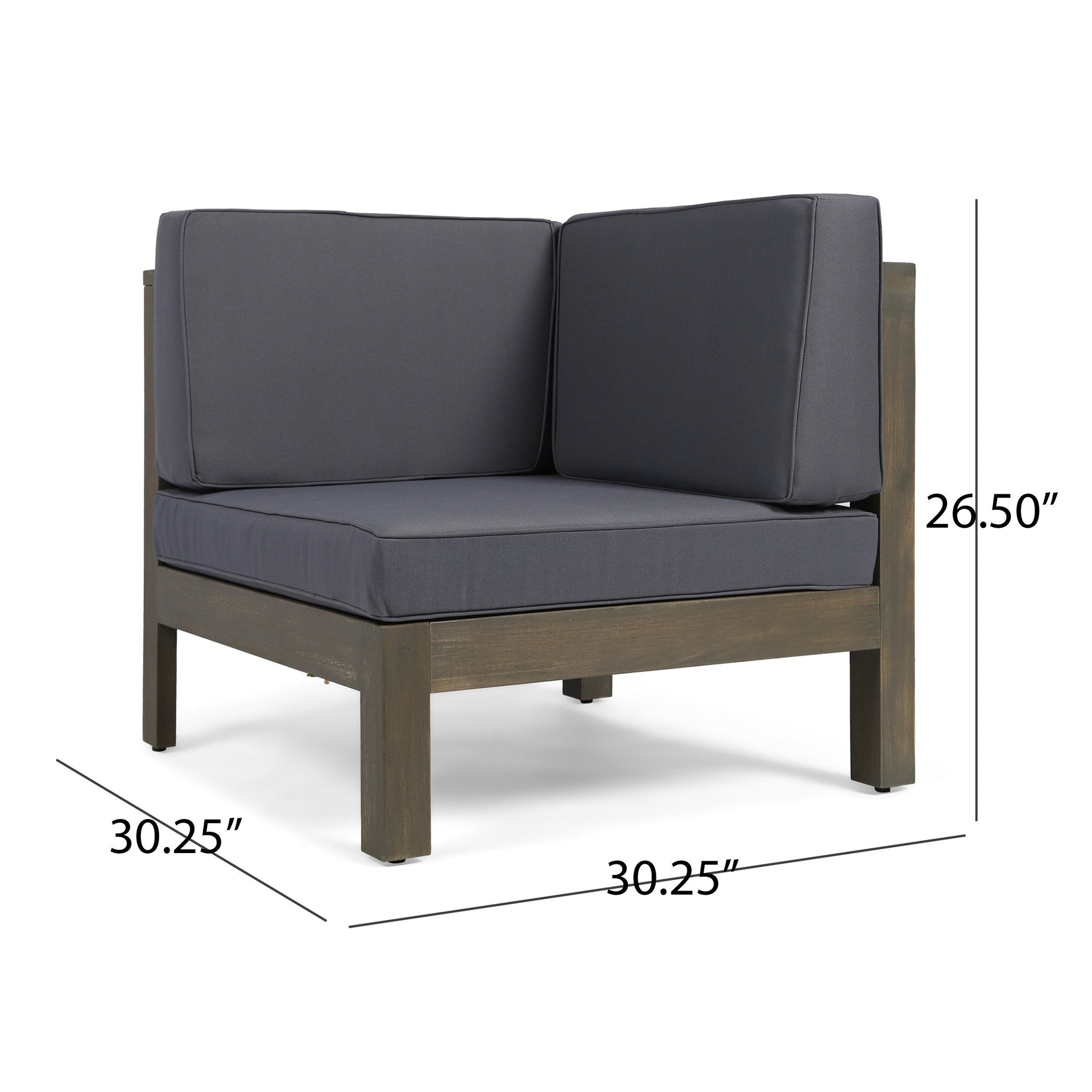 Oana Outdoor Wooden Sectional Set with Cushions, Dark Grey by HouseOfZazla