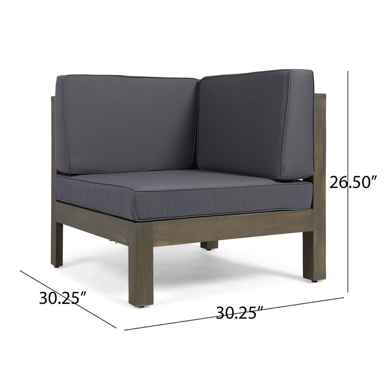 Oana Outdoor Wooden Sectional Set with Cushions, Dark Grey by HouseOfZazla