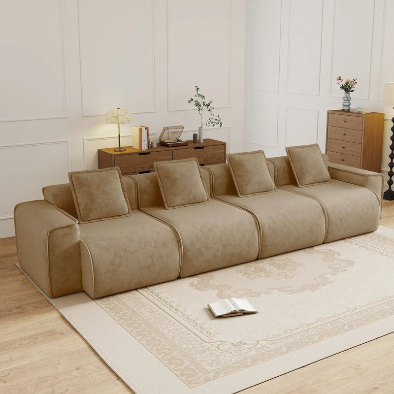 Streamlined Design Deep Seat Modular 4 Seat Boneless Sofa by HouseOfZazla