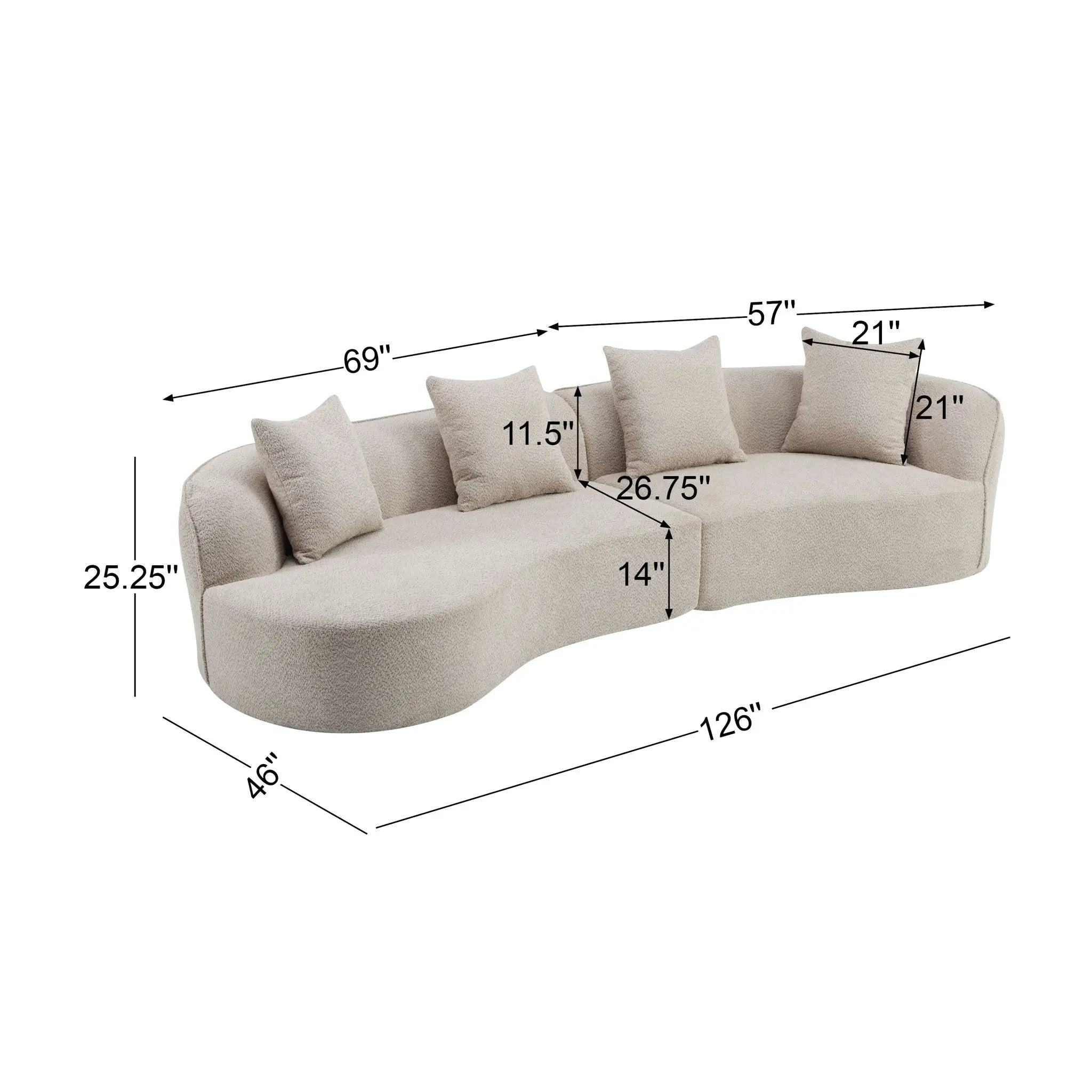 Elegant Curved Sectional Sofa With Full Foam Comfort by HouseOfZazla
