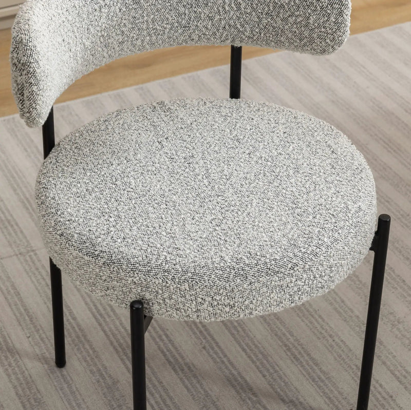 Burbank - Modern Round Boucle Dining Chairs (Set of 2) - Black / White by Unique Piece Furniture