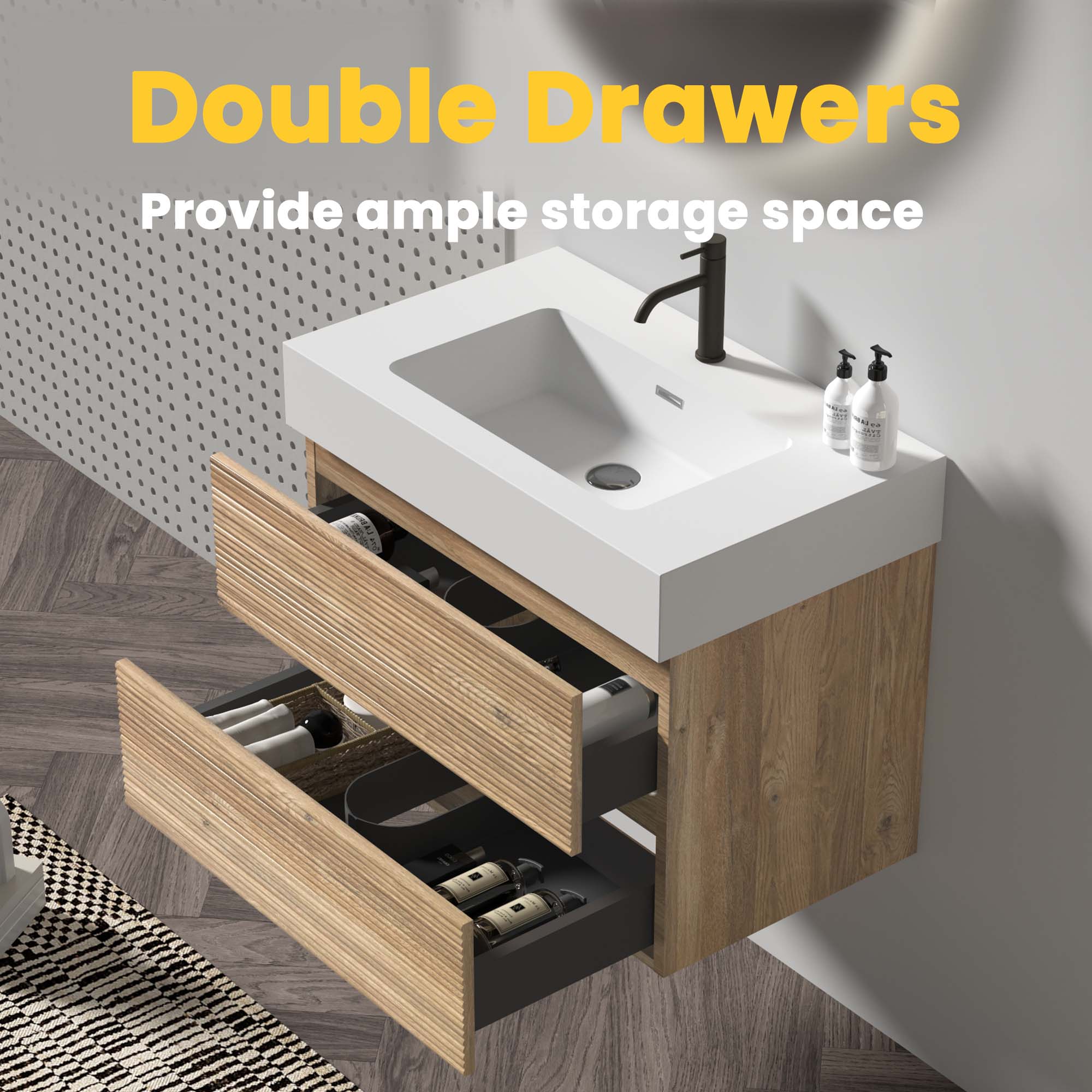 Grace 30 Rough Oak Wall-Mounted Bathroom Vanity by HouseOfZazla