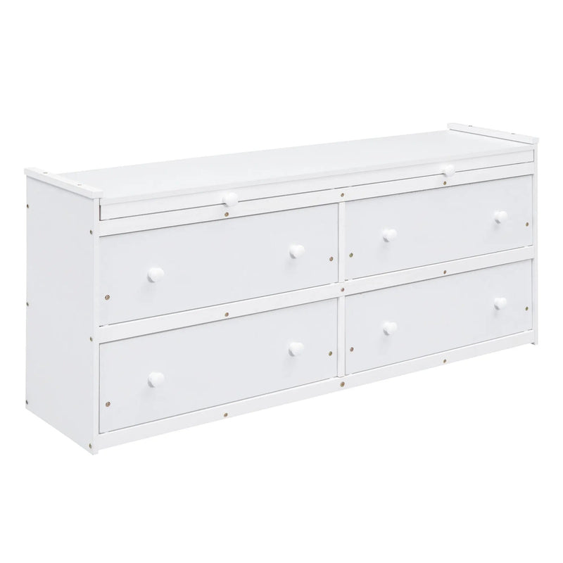 Loft Bed With Retractable Writing Desk And 4 Drawers, With Lateral Portable Desk And Shelves by HouseOfZazla