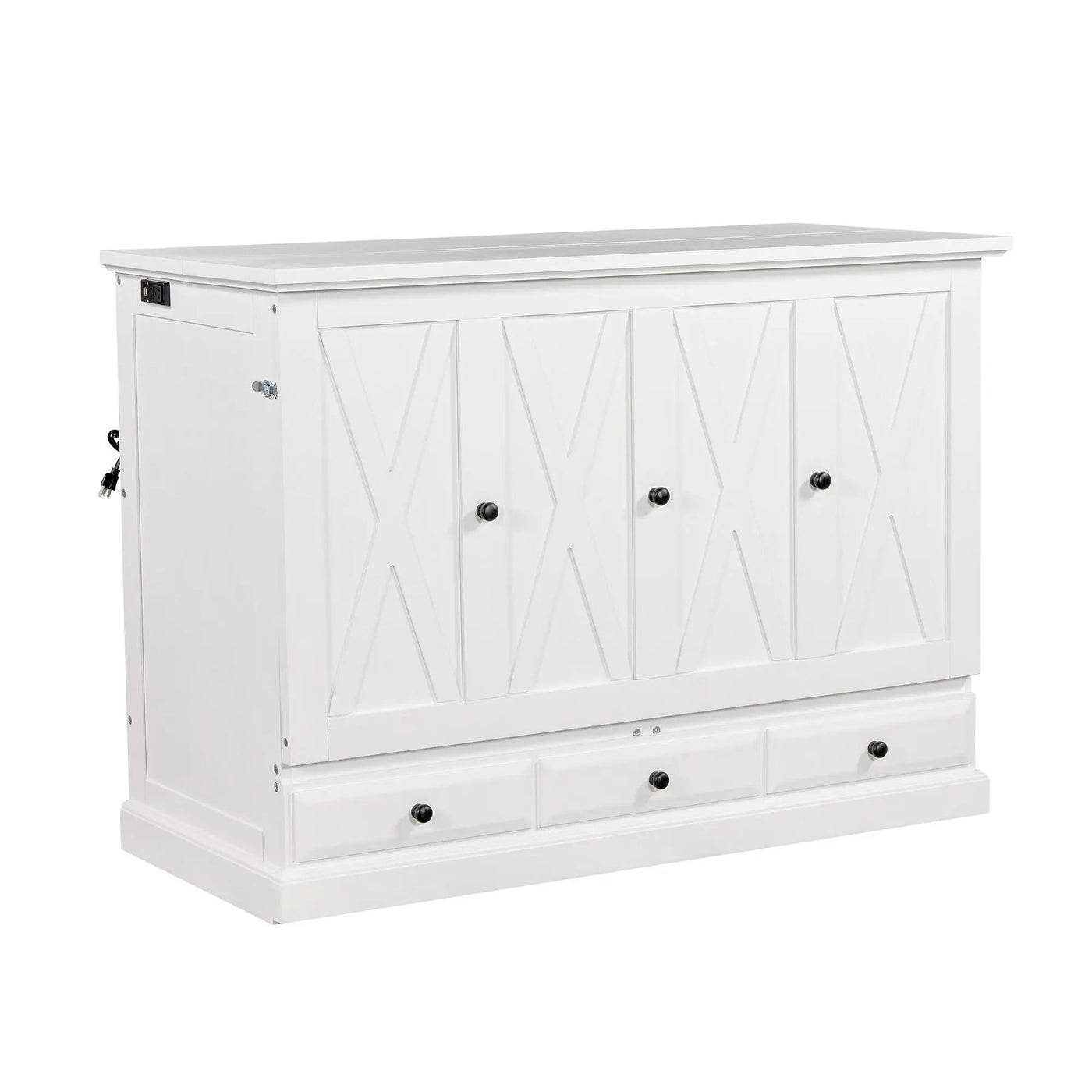 Solid Pine Murphy Bed Chest Cube Cabinet Bed With Charging Station And Large Storage Drawer For Home Office Or Small Room by HouseOfZazla