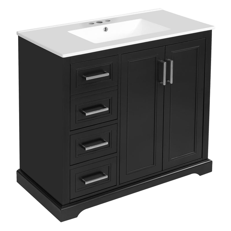 Bathroom Vanity With Sink, Soft Close Doors, Adjustable Shelf & 3 Drawers by HouseOfZazla