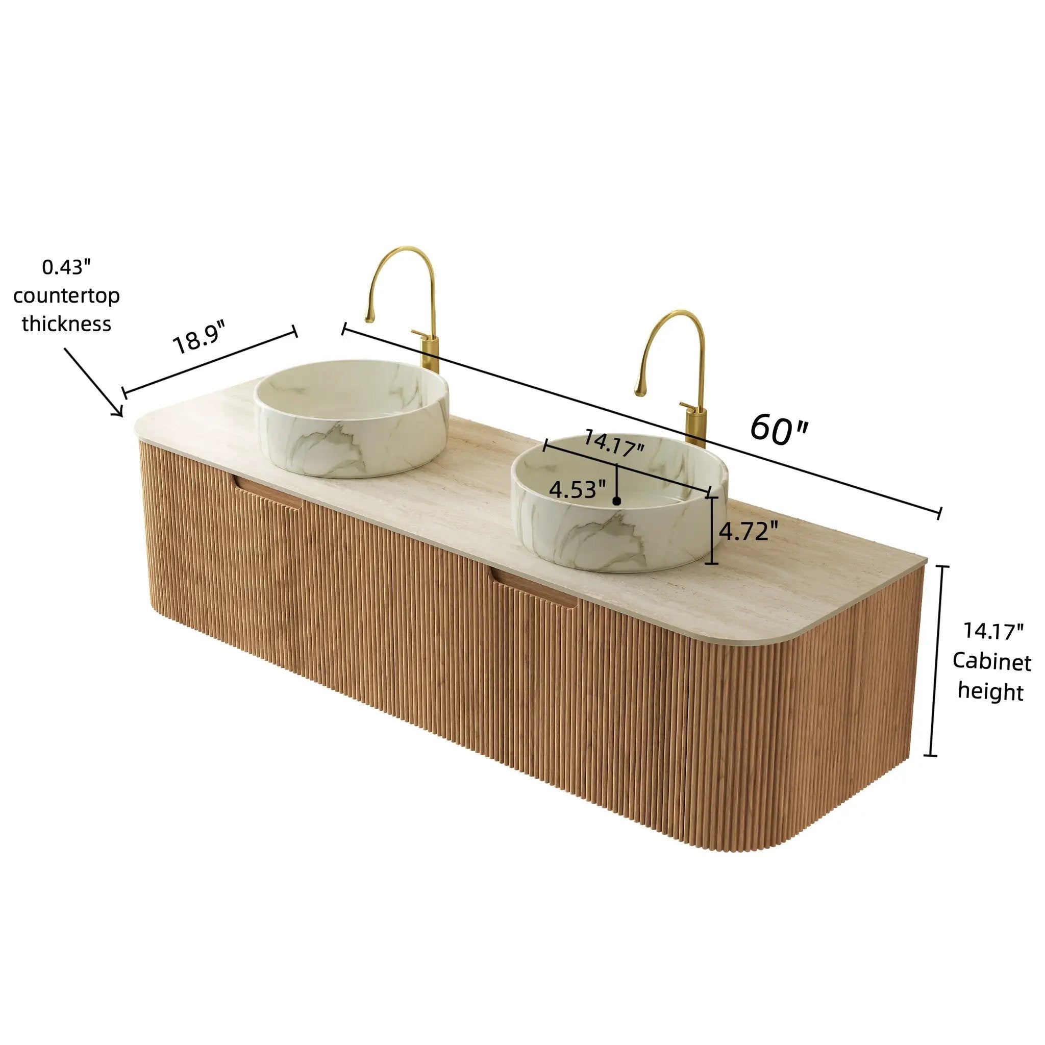 DINA 60" Bathroom Vanity with Ceramic Basins and Sintered Stone Top by HouseOfZazla