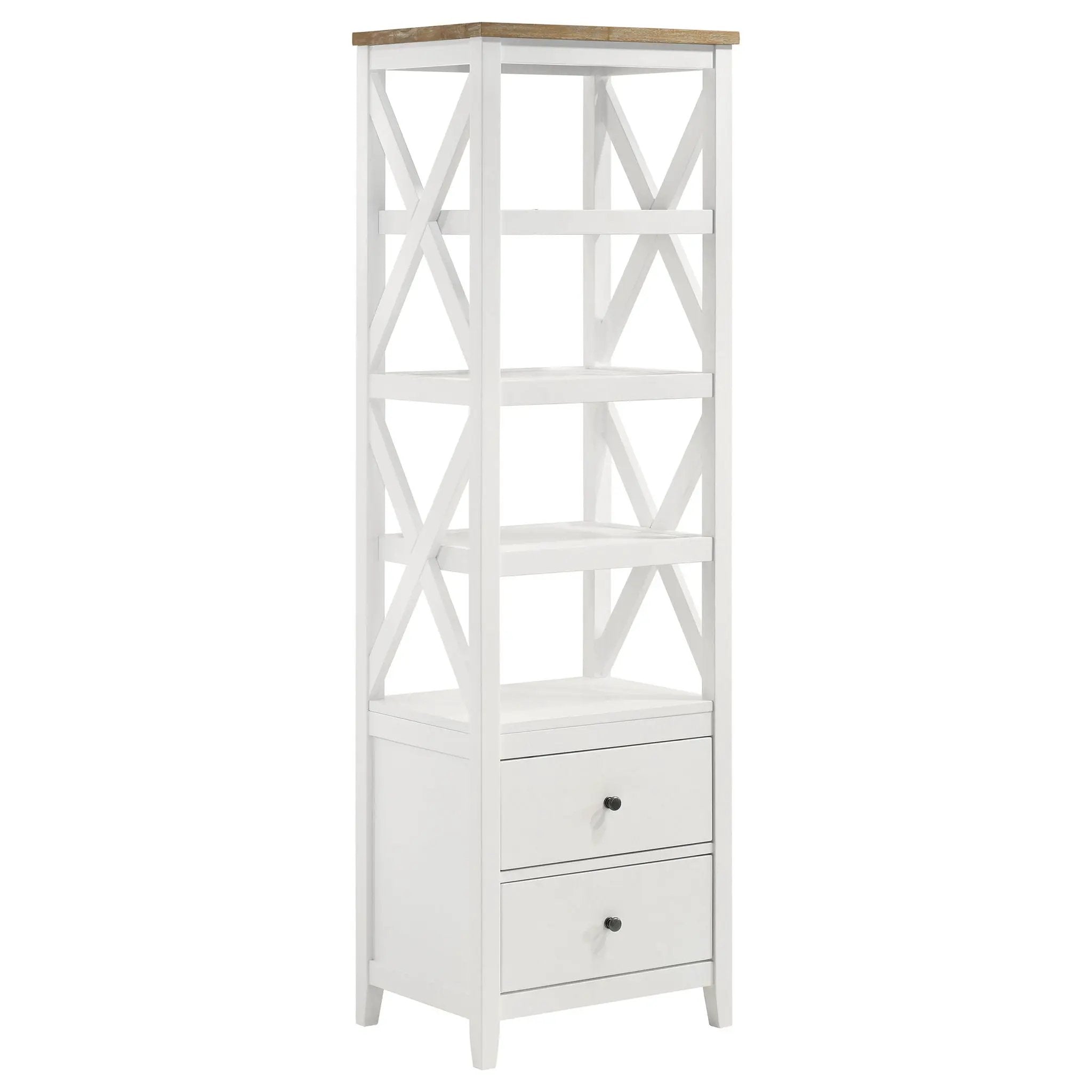 Delaney - 4 Shelf Bookcase With Top Storage Tower - White by HouseOfZazla